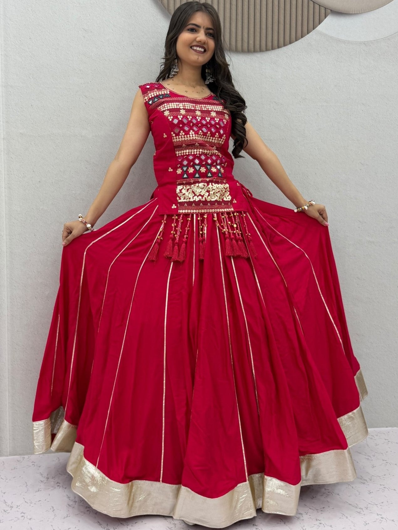 Pure Cotton Navratri Lehenga With Fency Blouse