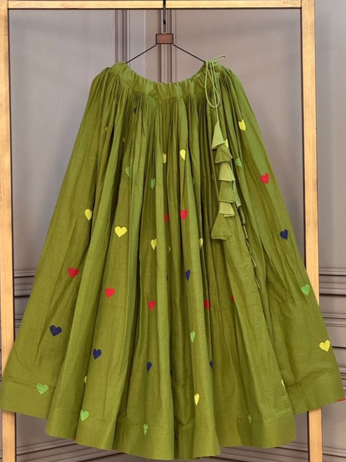 Cora Cotton Thread  Embroidered Navratri Lehenga
