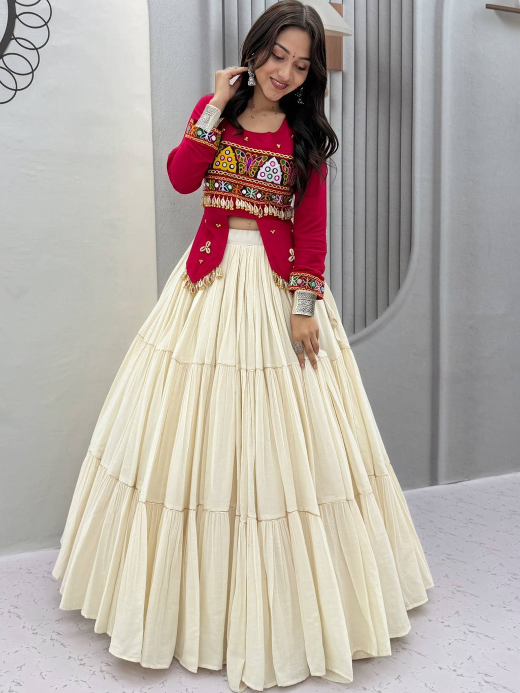 Pure Cotton Hand Work Navratri Lehenga With Top