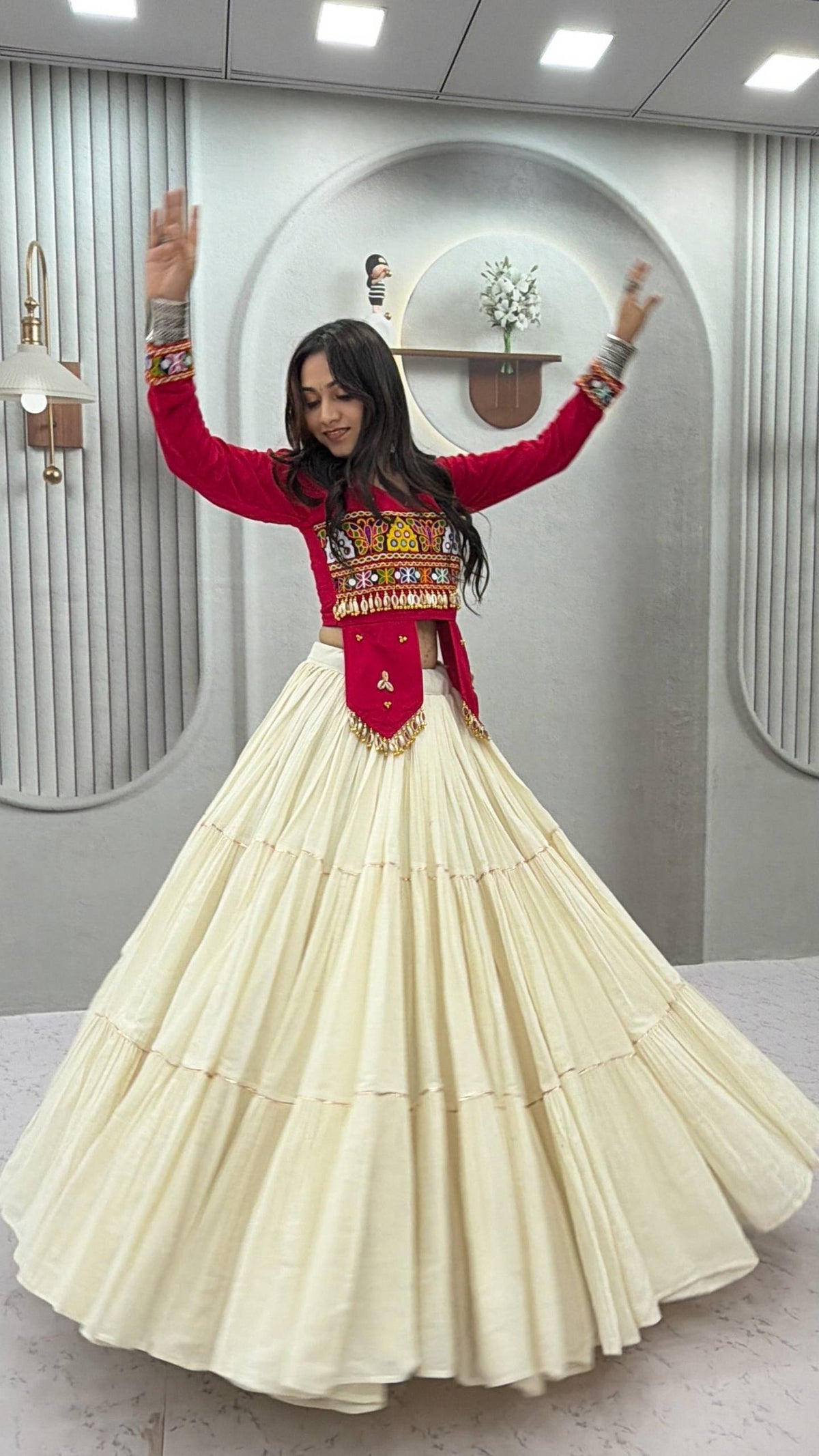 Pure Cotton Hand Work Navratri Lehenga With Top