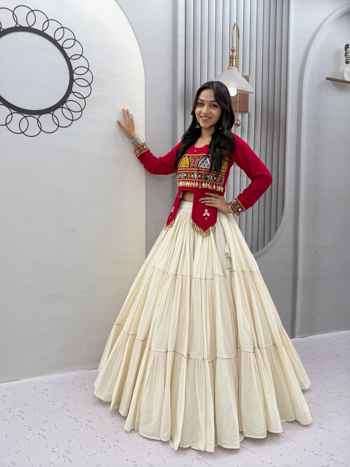 Pure Cotton Hand Work Navratri Lehenga With Top