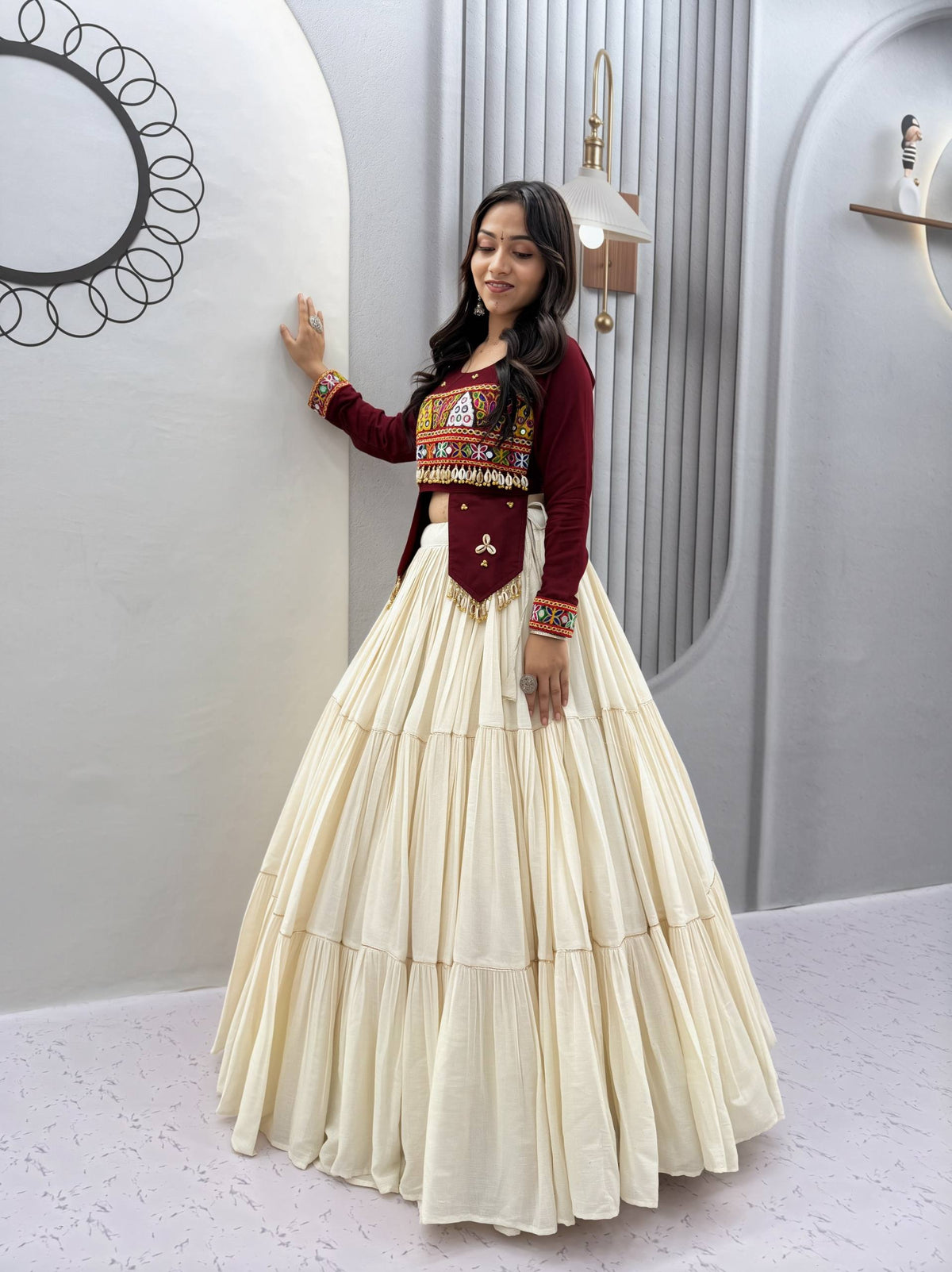 Pure Cotton Hand Work Navratri Lehenga With Top