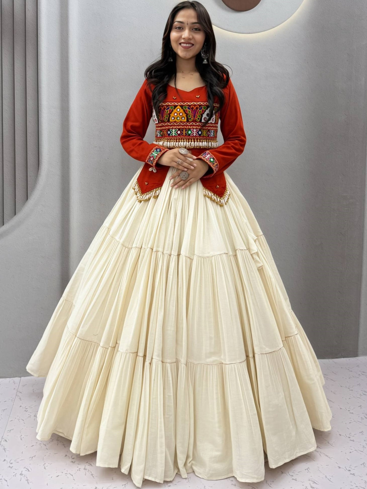 Pure Cotton Hand Work Navratri Lehenga With Top