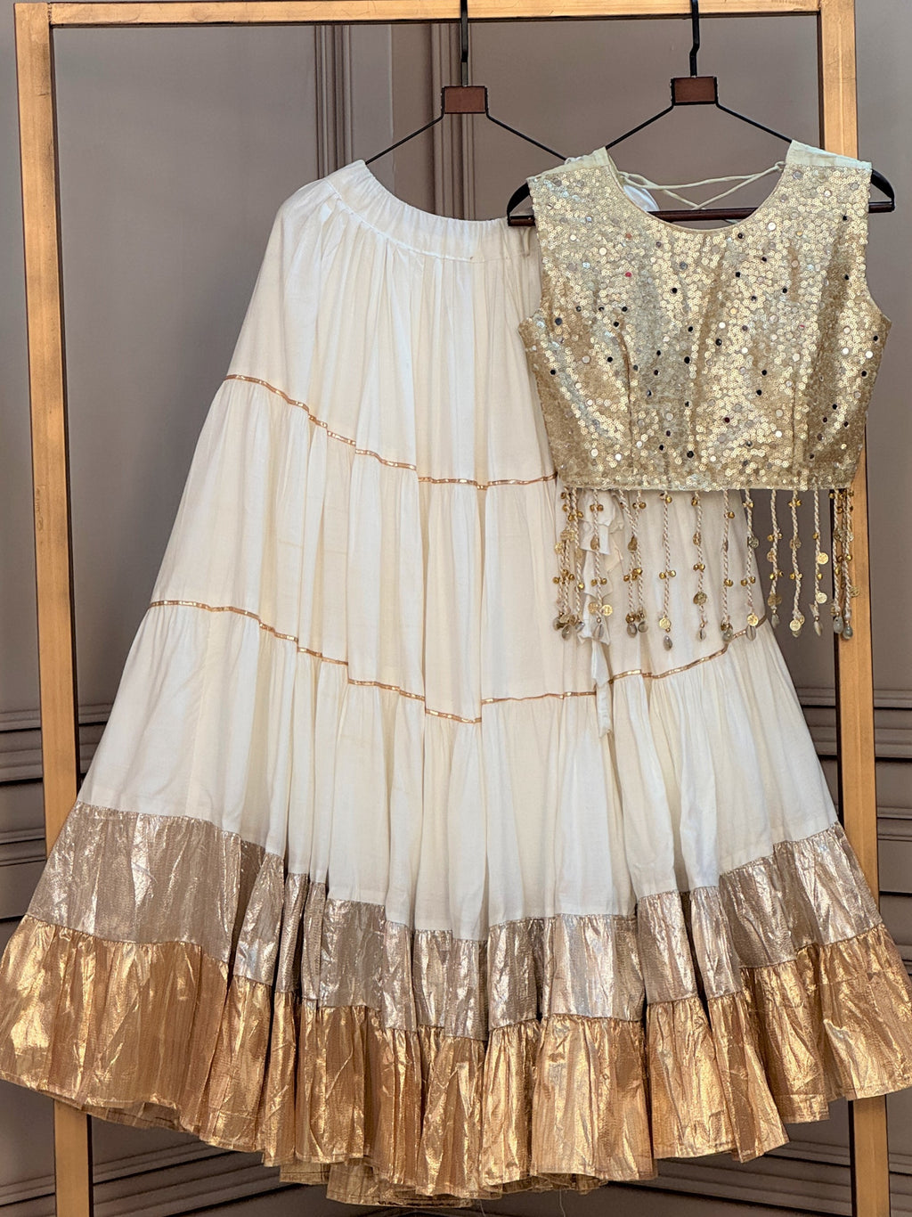 Rayon Mirror Work Navratri Lehenga With Blouse