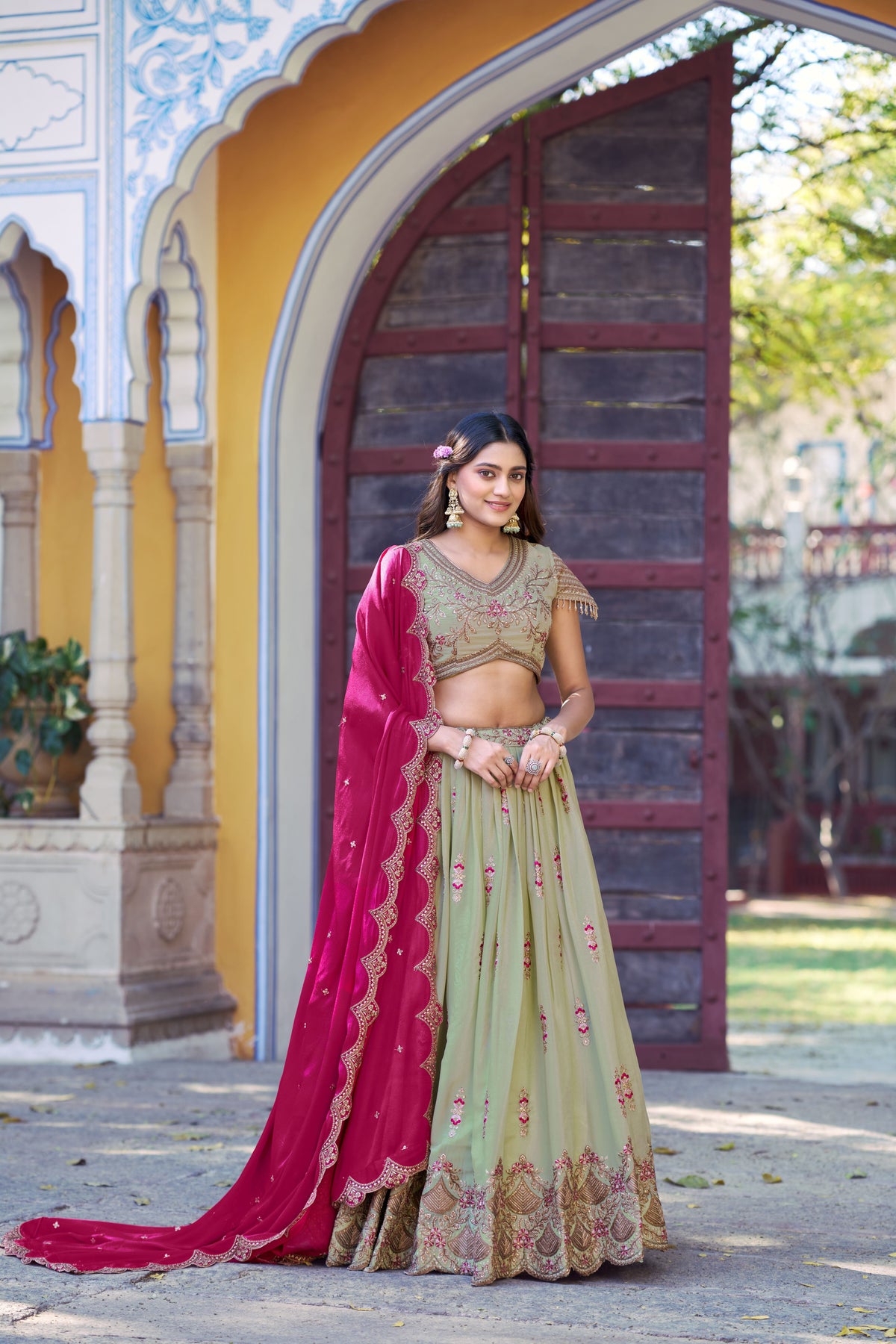Georgette Embroidered Lehenga With Dupatta