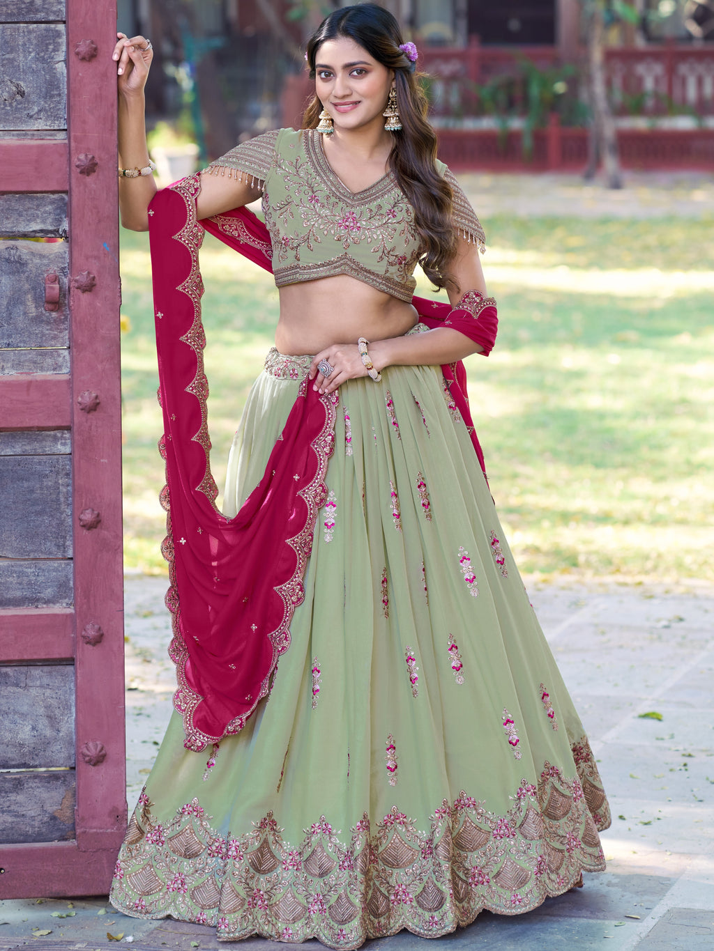 Georgette Embroidered Lehenga With Dupatta