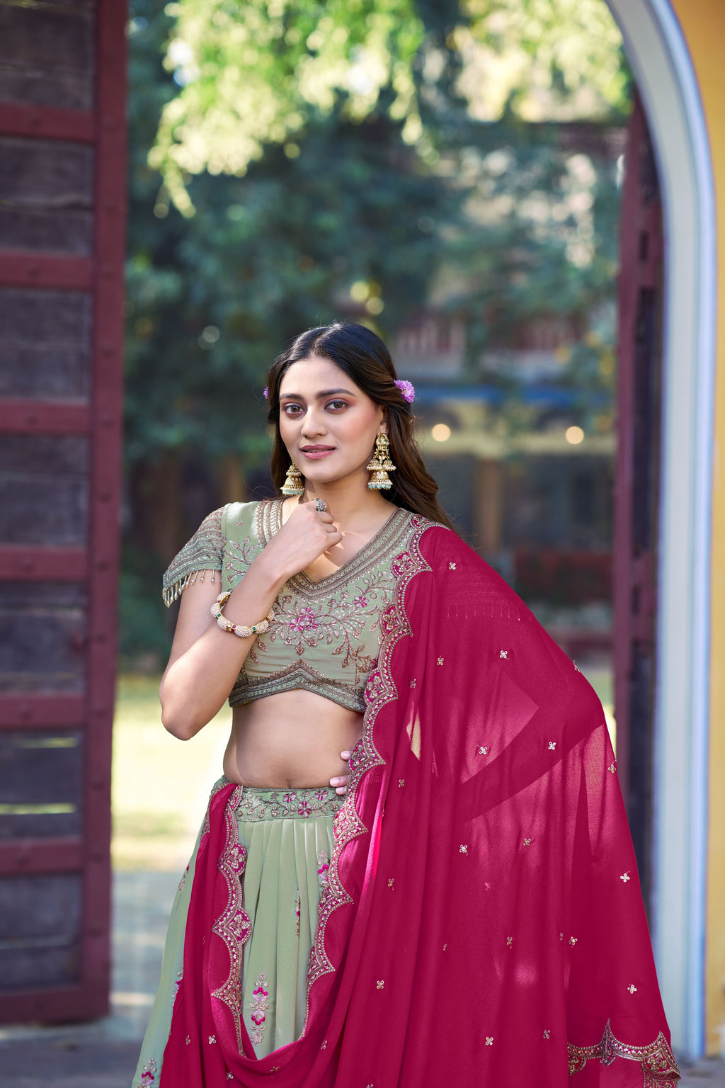 Georgette Embroidered Lehenga With Dupatta