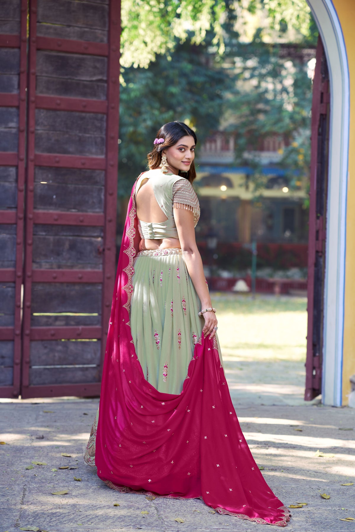 Georgette Embroidered Lehenga With Dupatta