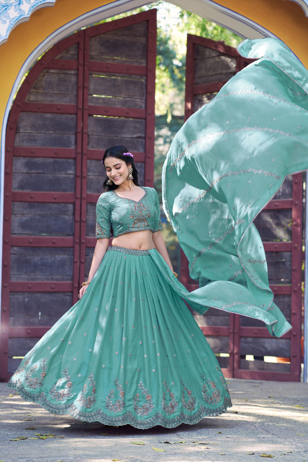 Georgette Embroidered Lehenga With Dupatta