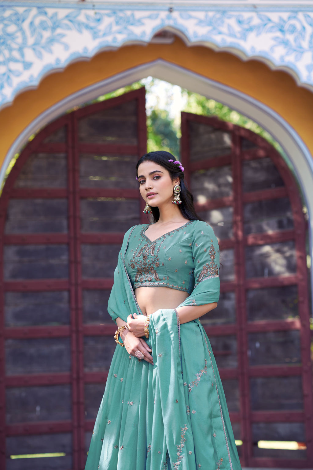 Georgette Embroidered Lehenga With Dupatta