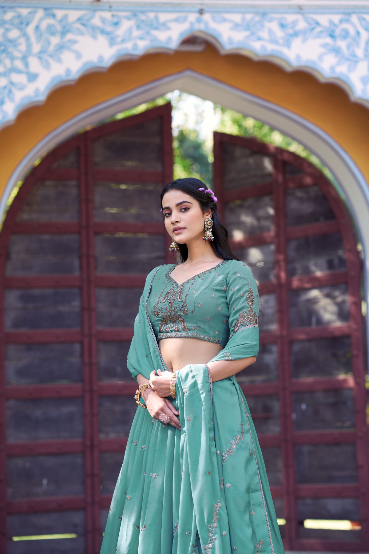Georgette Embroidered Lehenga With Dupatta