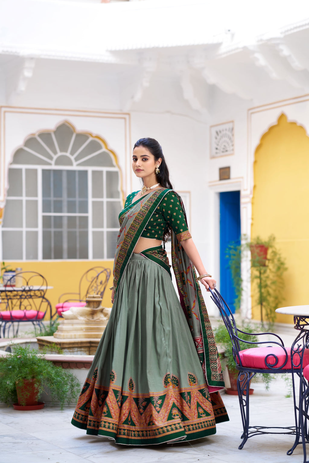 Tussar Silk Printed Lehenga With Dupatta