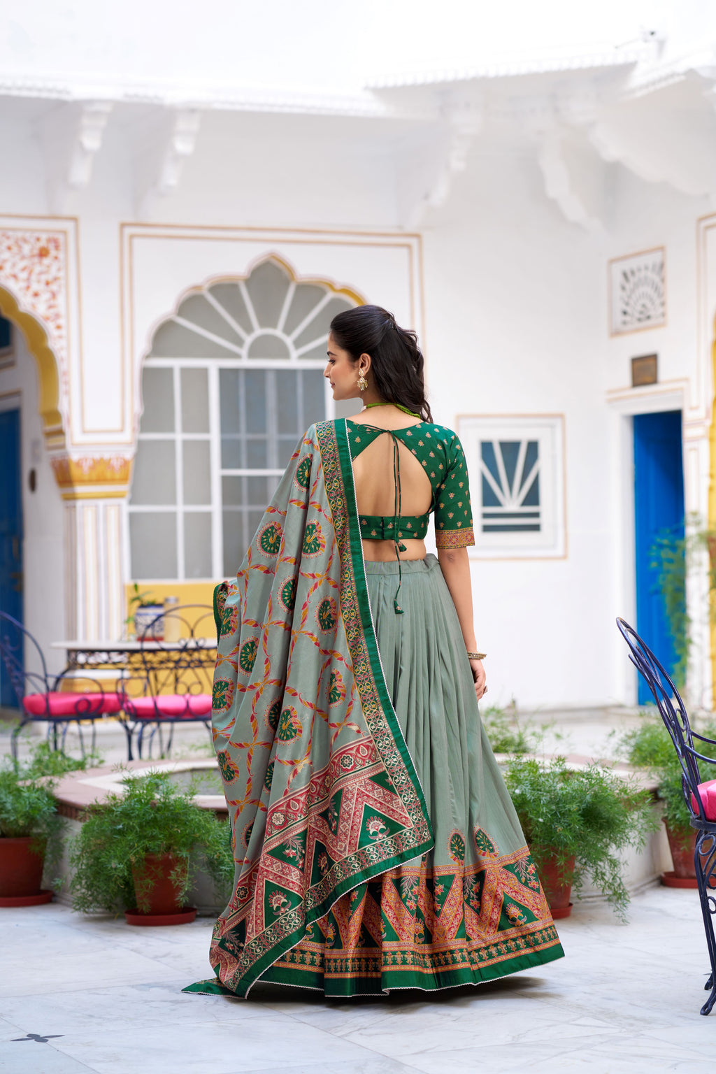 Tussar Silk Printed Lehenga With Dupatta