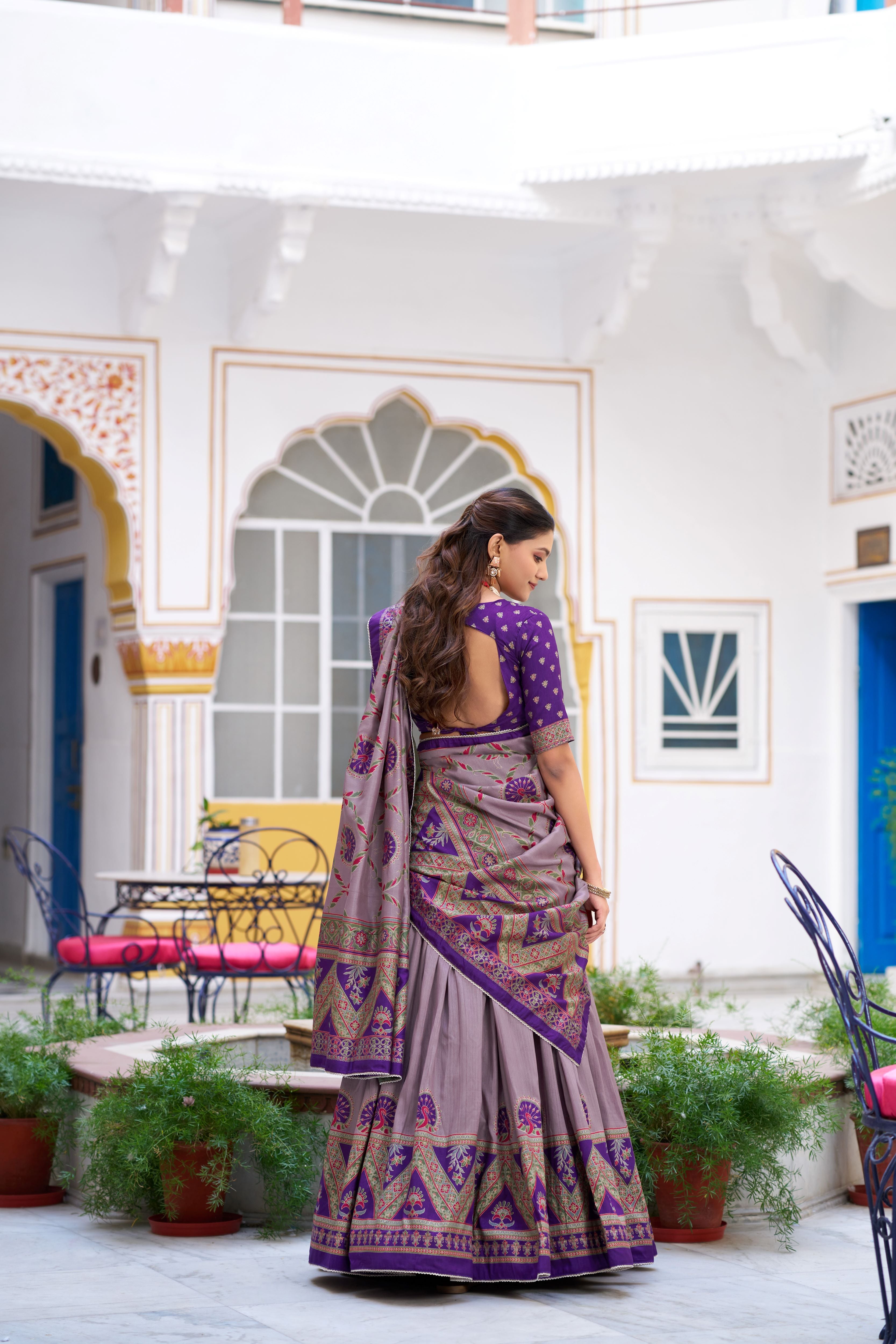Tussar Silk Printed Lehenga With Dupatta