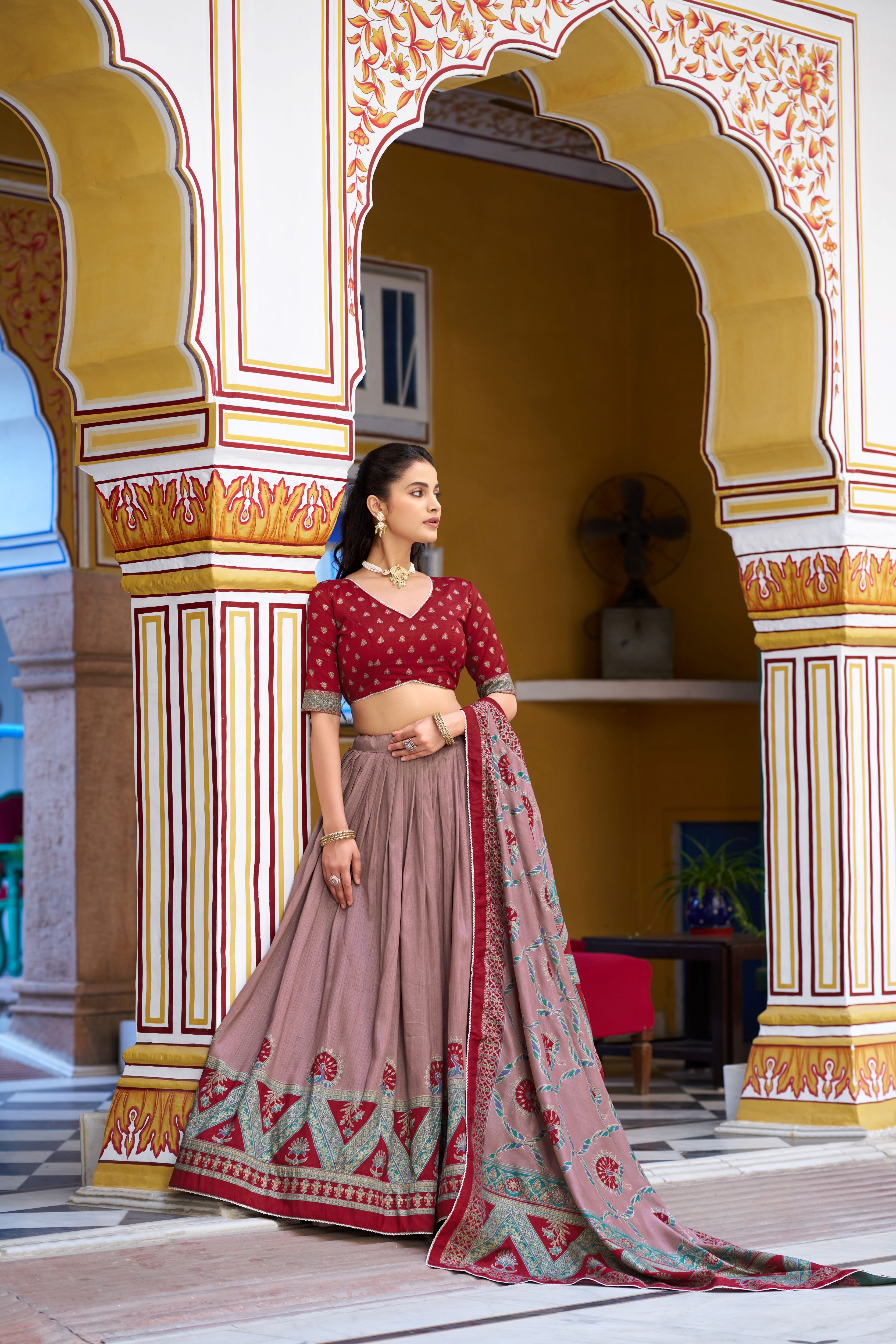 Tussar Silk Printed Lehenga With Dupatta
