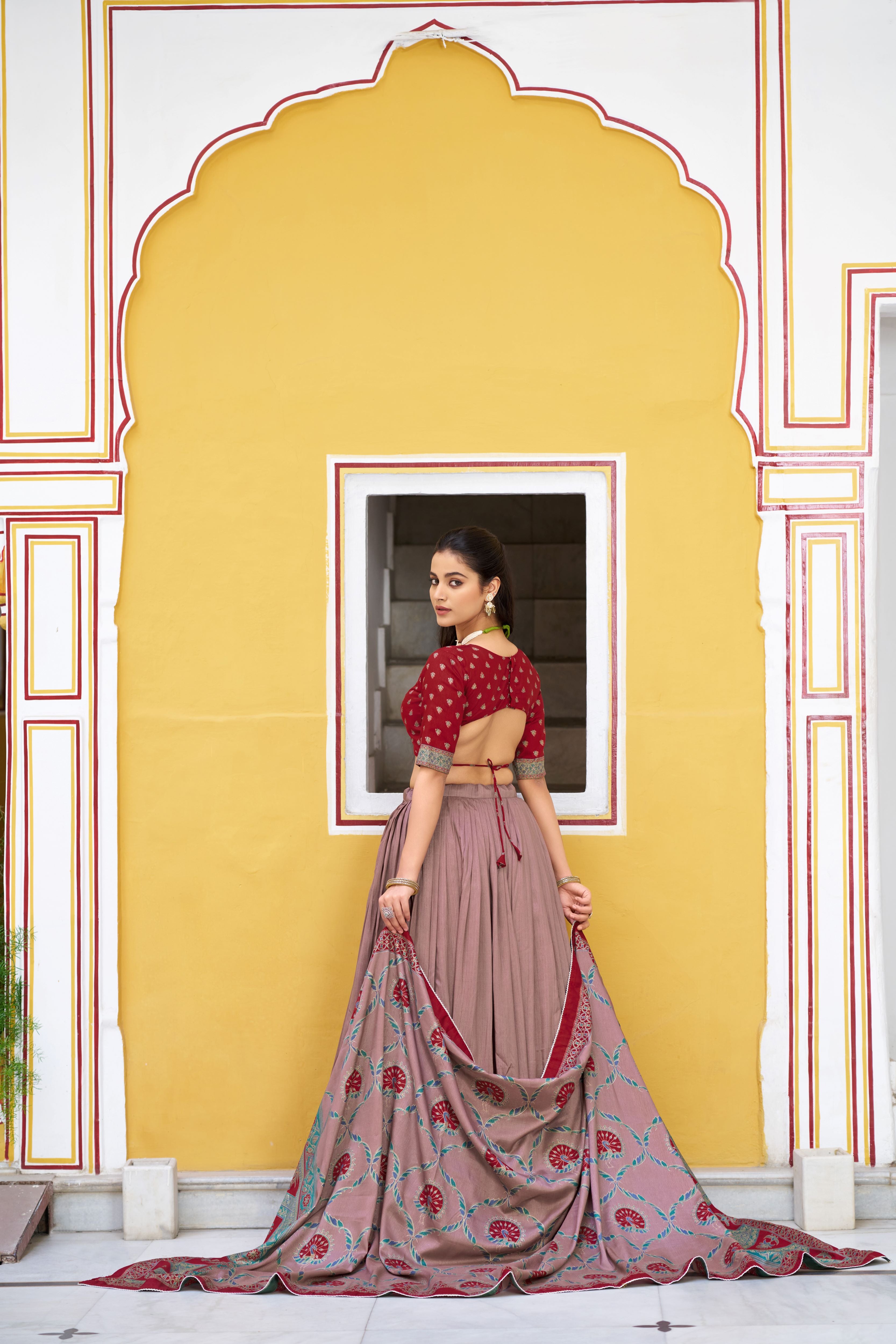 Tussar Silk Printed Lehenga With Dupatta