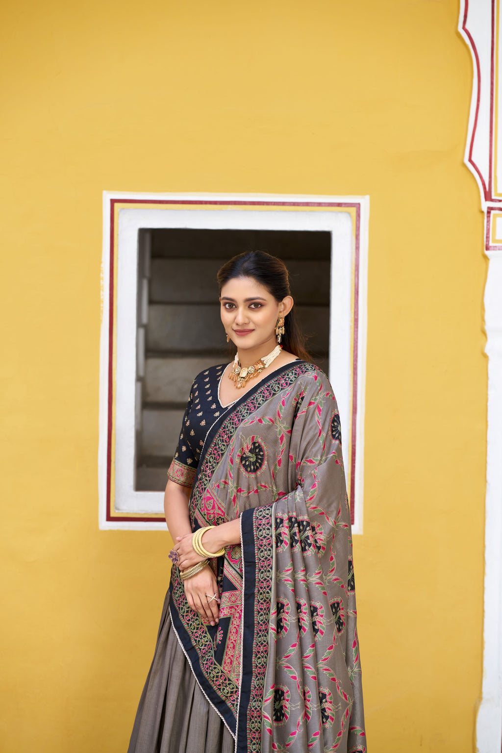 Tussar Silk Printed Lehenga With Dupatta