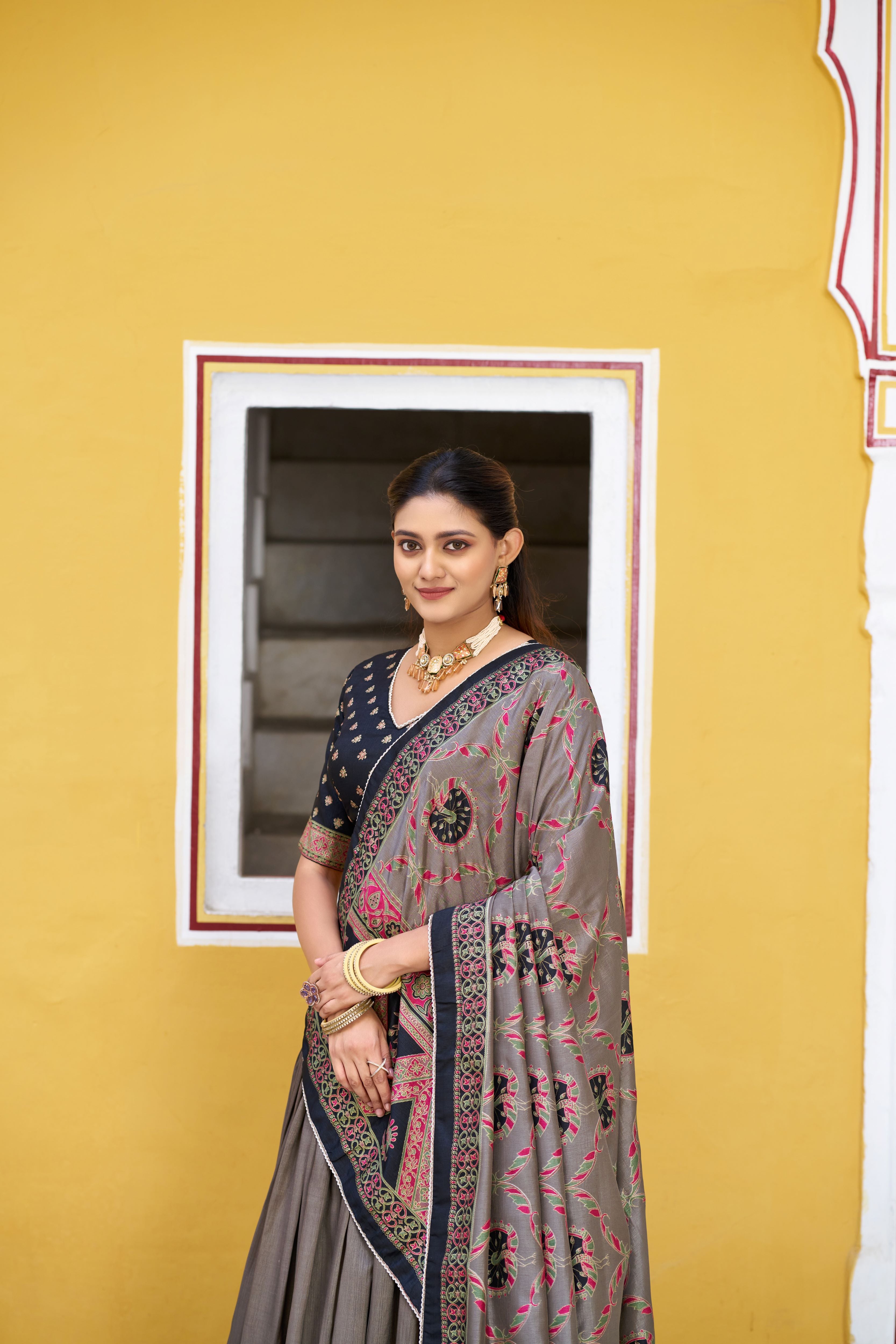 Tussar Silk Printed Lehenga With Dupatta