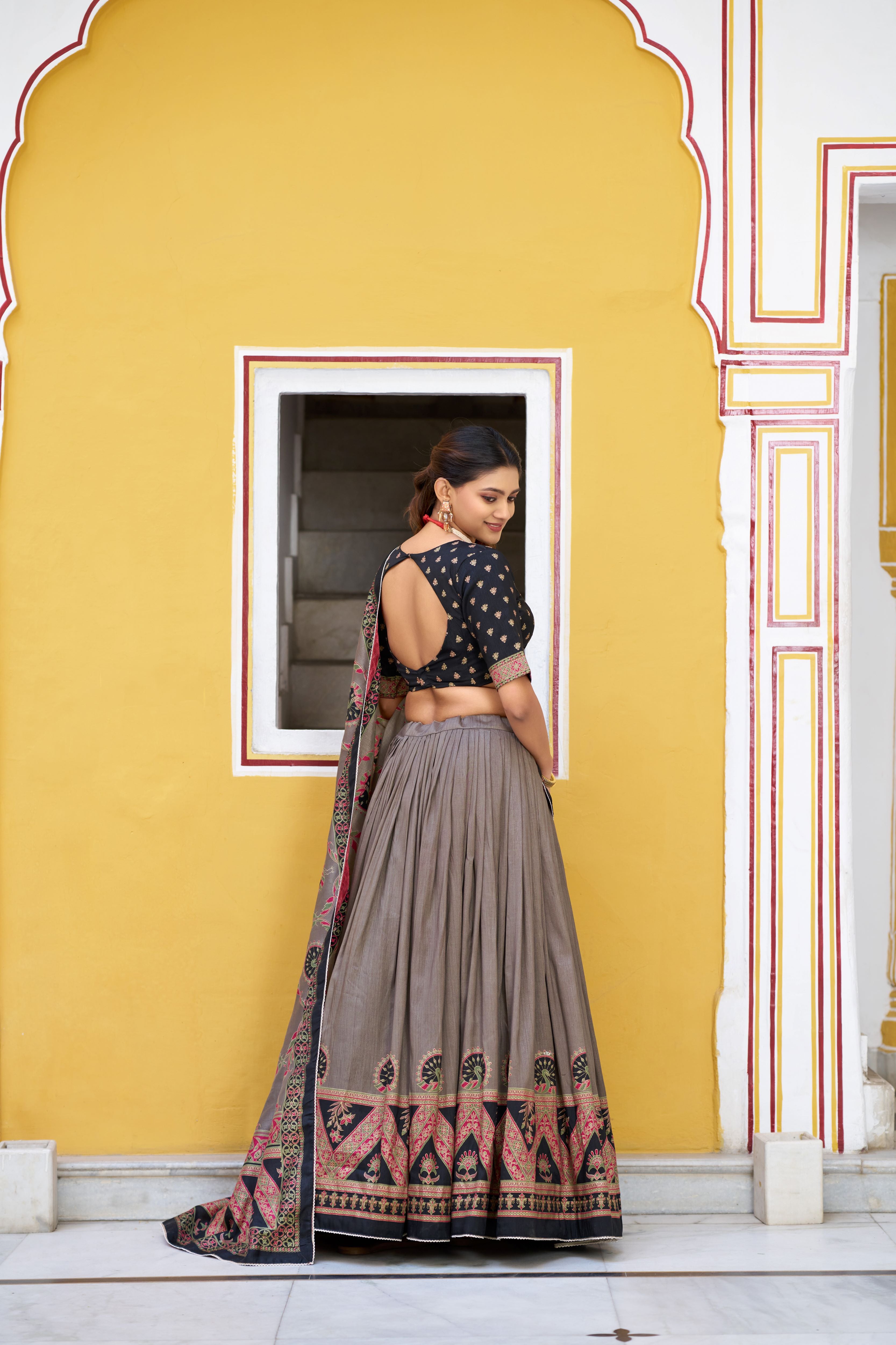Tussar Silk Printed Lehenga With Dupatta