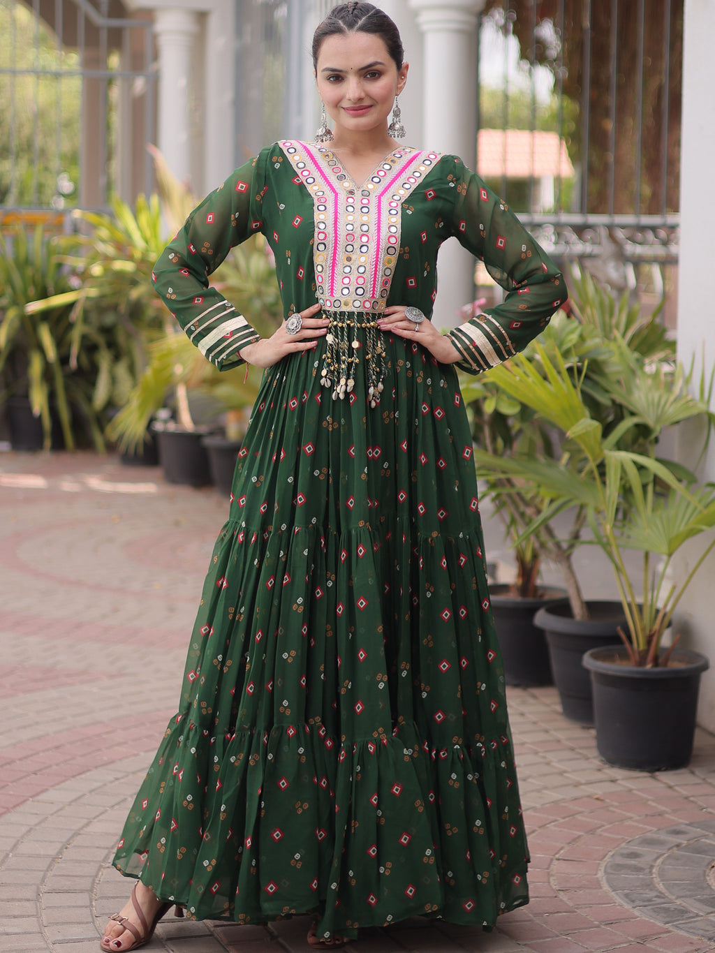 Georgette Laheirya Printed Navratri Gown