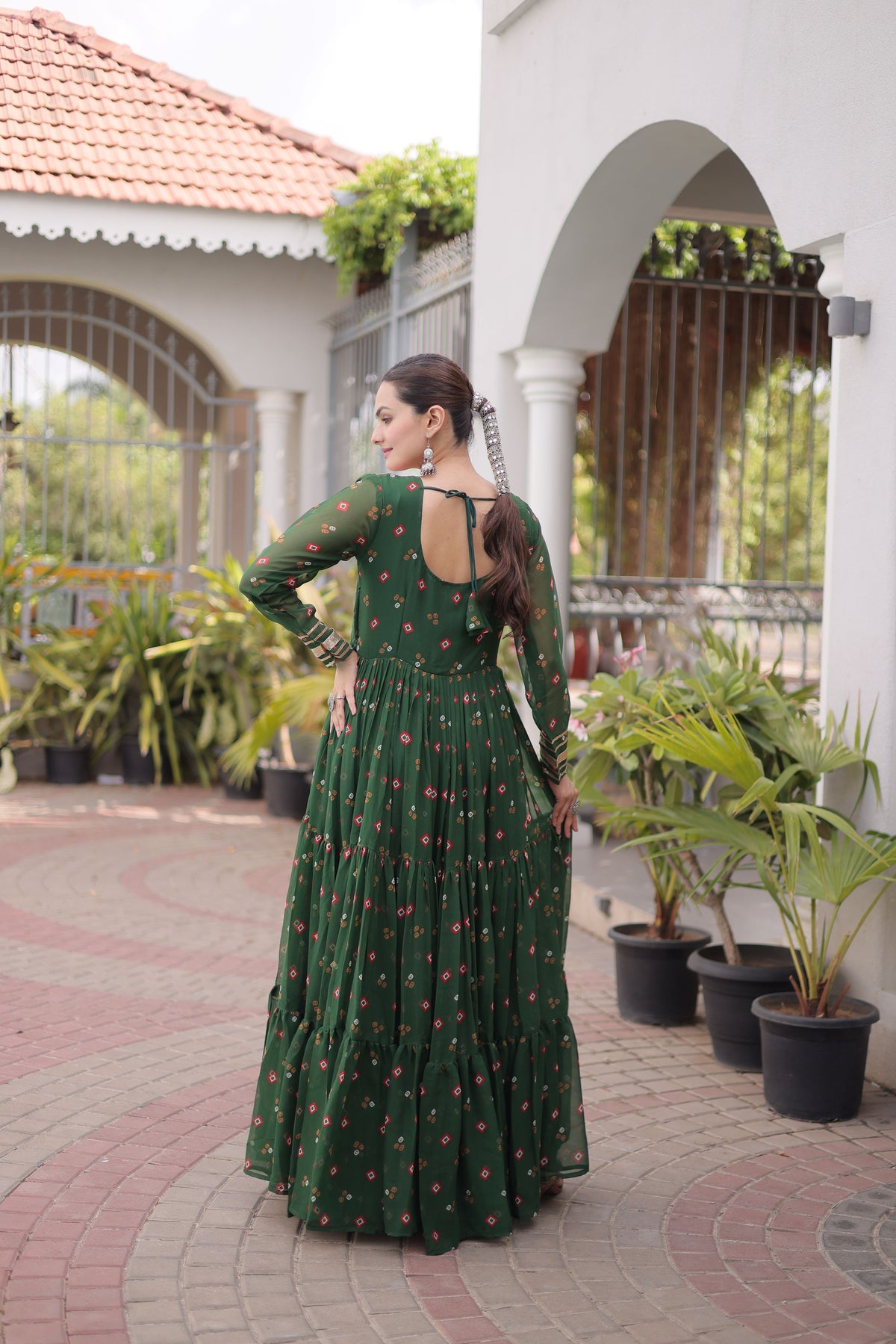Georgette Laheirya Printed Navratri Gown