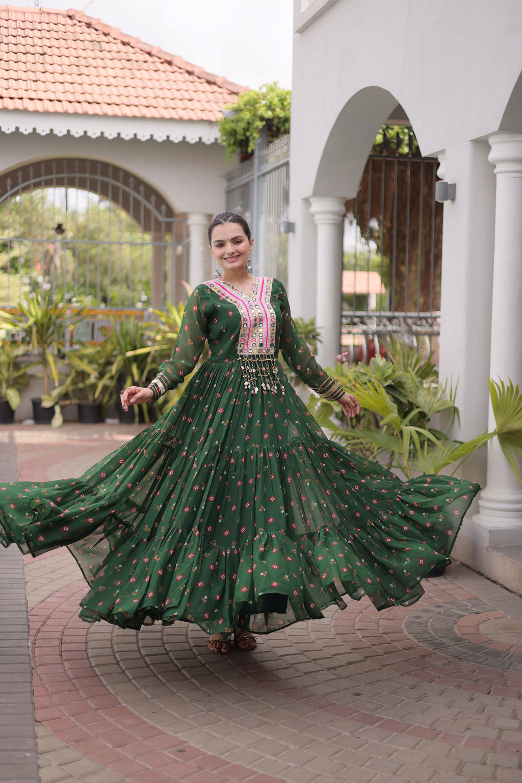 Georgette Laheirya Printed Navratri Gown