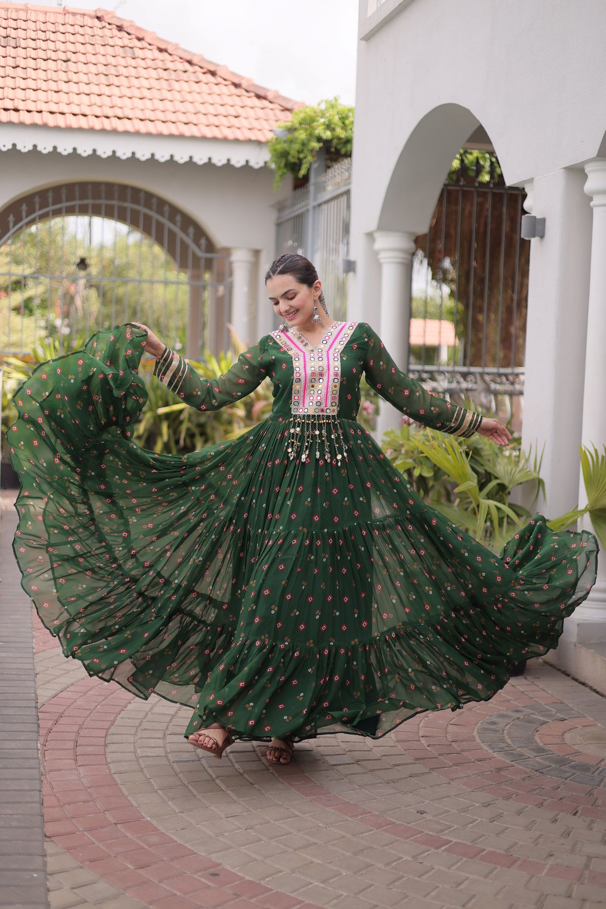 Georgette Laheirya Printed Navratri Gown