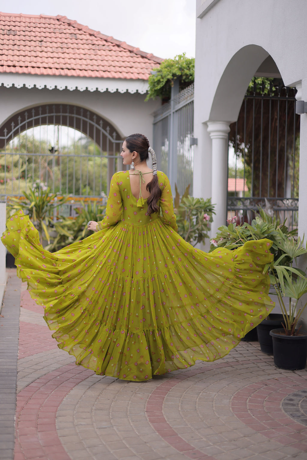 Georgette Laheirya Printed Navratri Gown