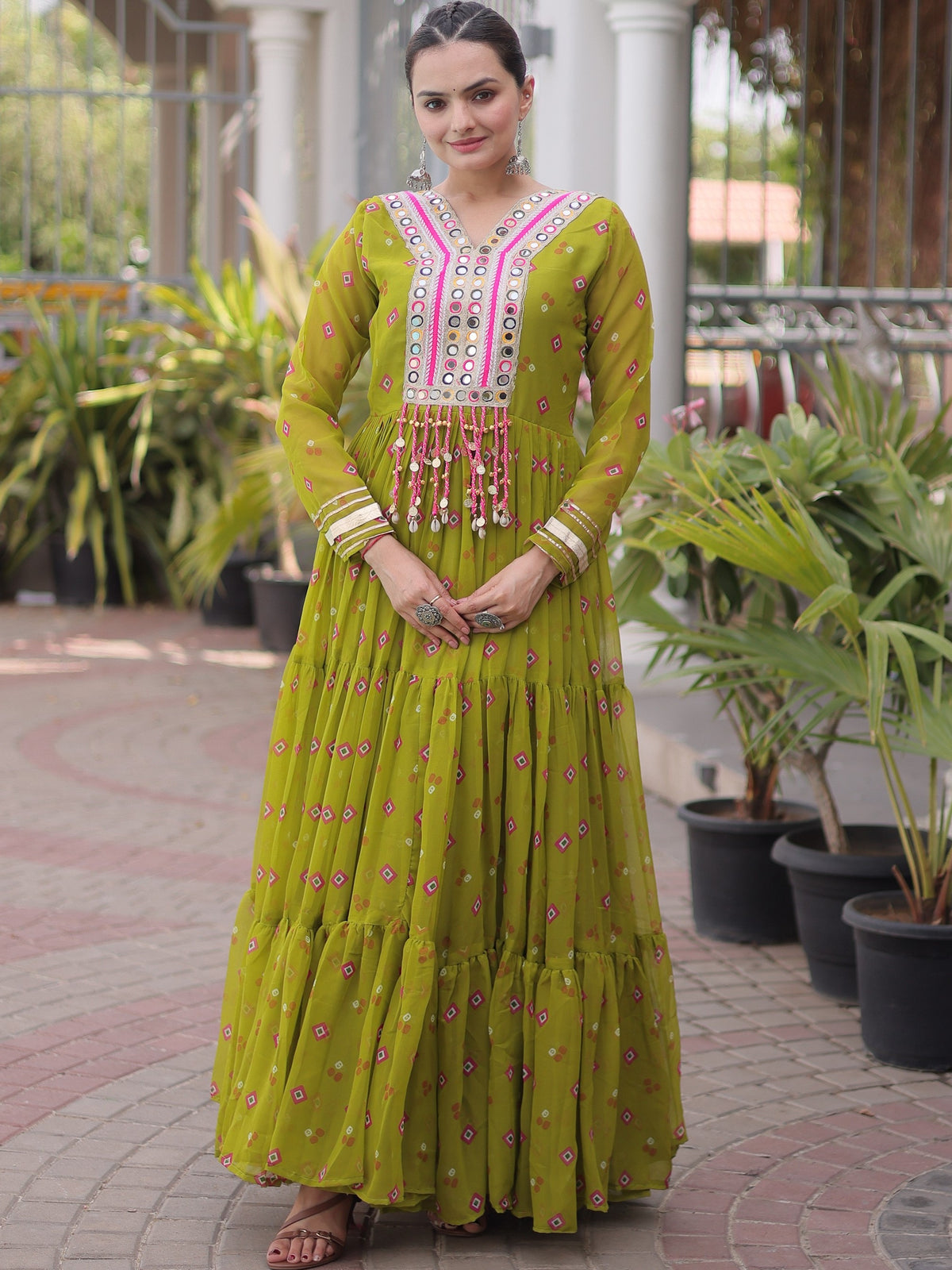 Georgette Laheirya Printed Navratri Gown