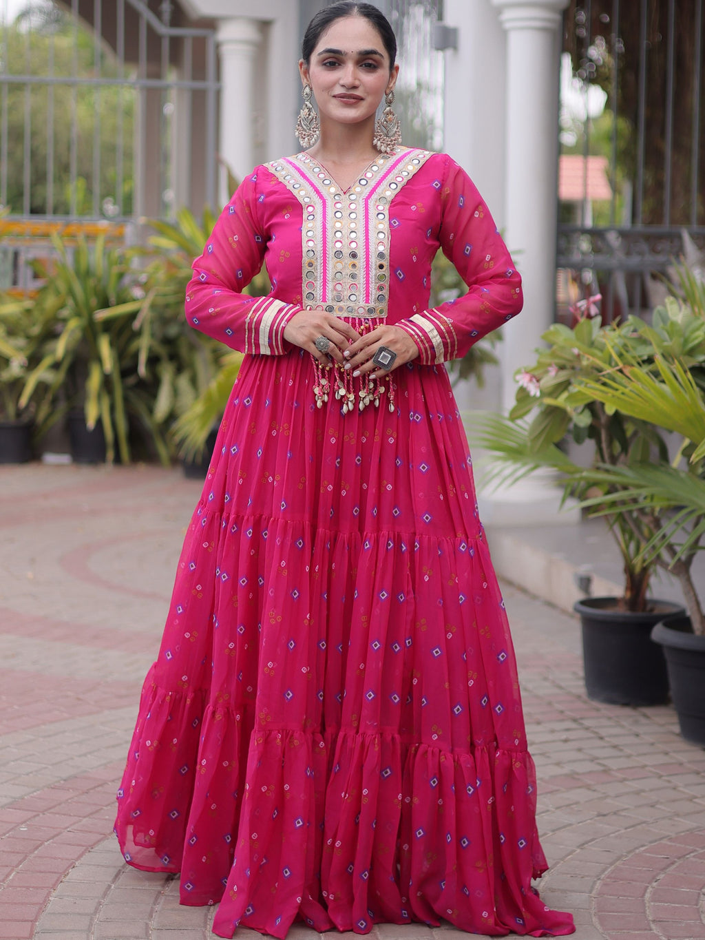 Georgette Laheirya Printed Navratri Gown