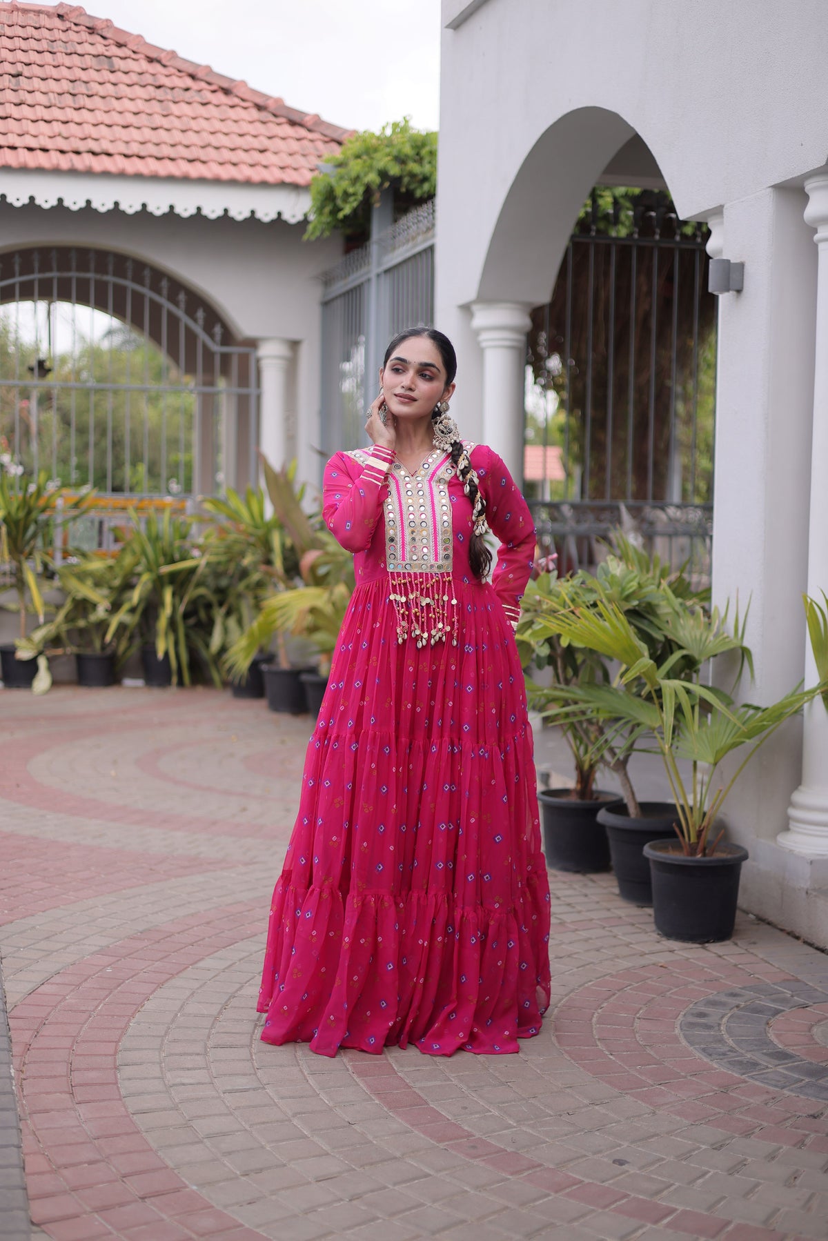Georgette Laheirya Printed Navratri Gown