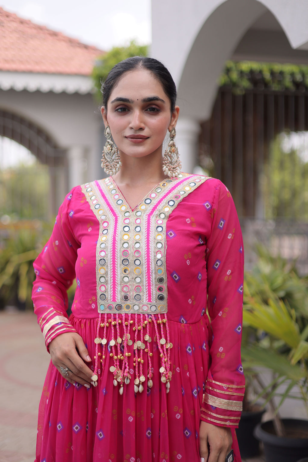 Georgette Laheirya Printed Navratri Gown