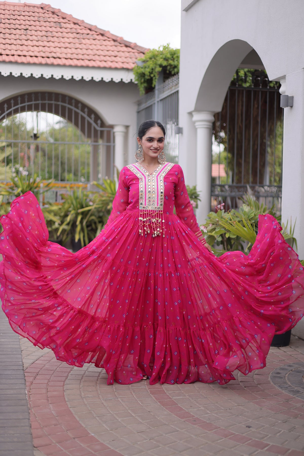 Georgette Laheirya Printed Navratri Gown