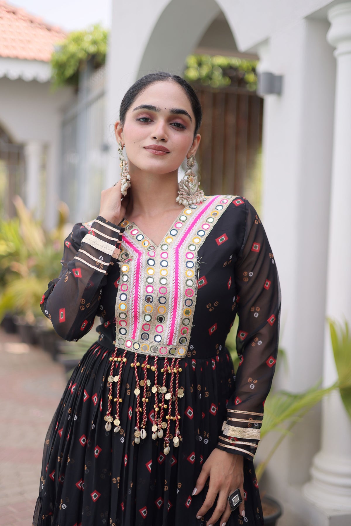 Georgette Laheirya Printed Navratri Gown