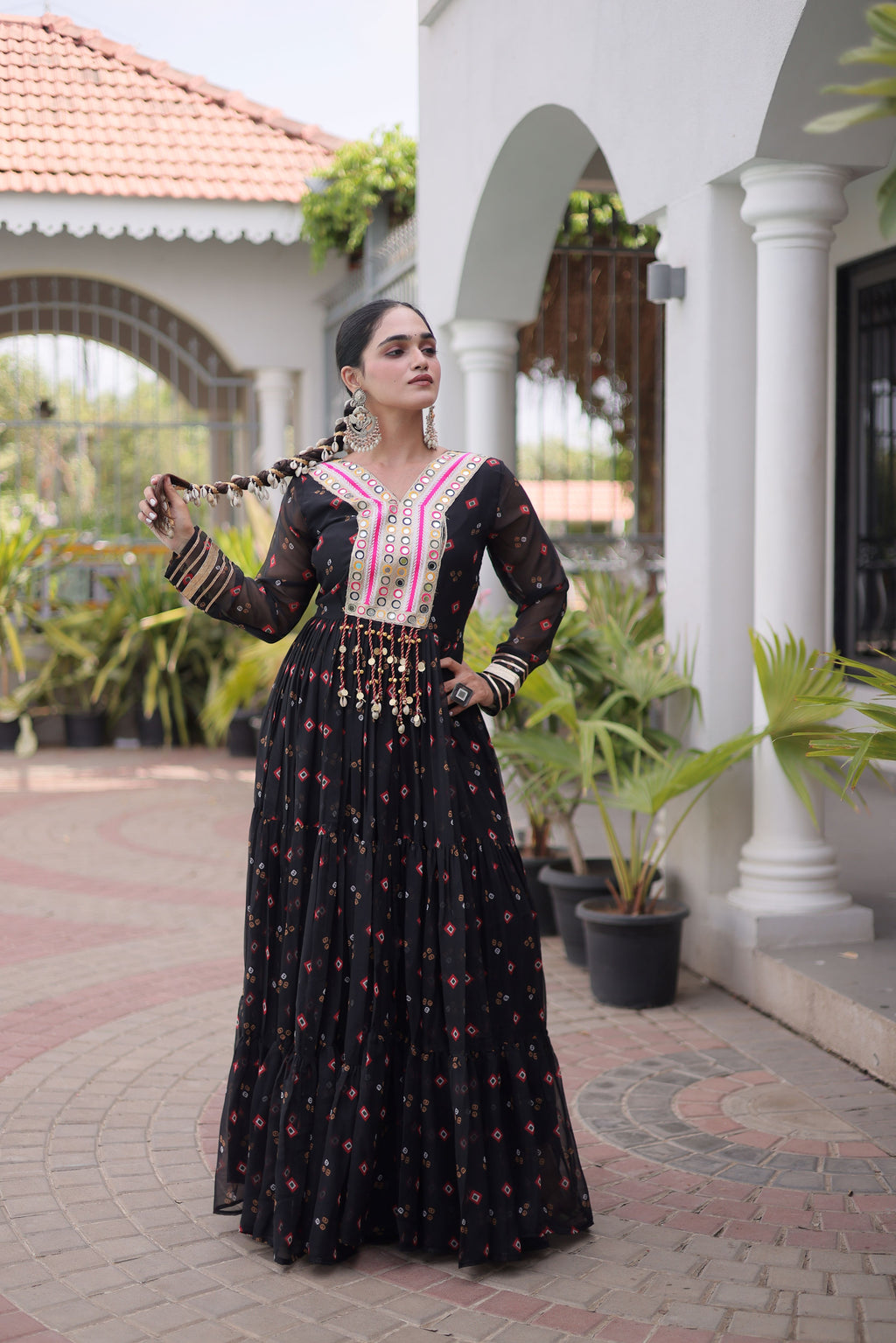 Georgette Laheirya Printed Navratri Gown