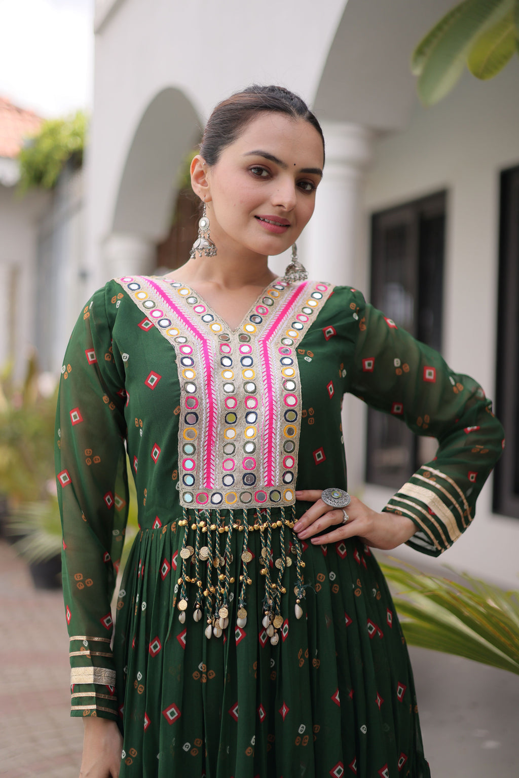 Georgette Laheirya Printed Navratri Gown