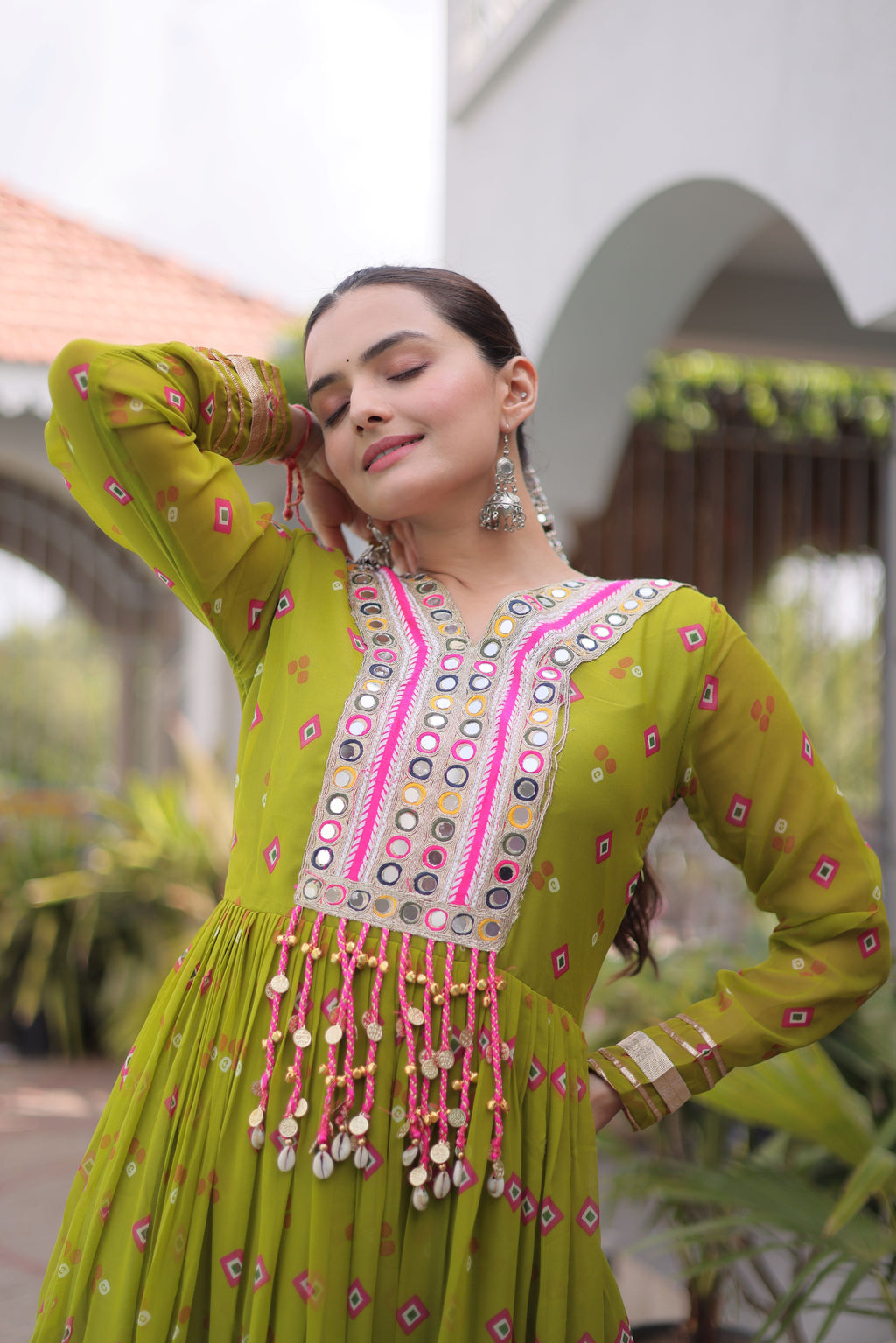 Georgette Laheirya Printed Navratri Gown