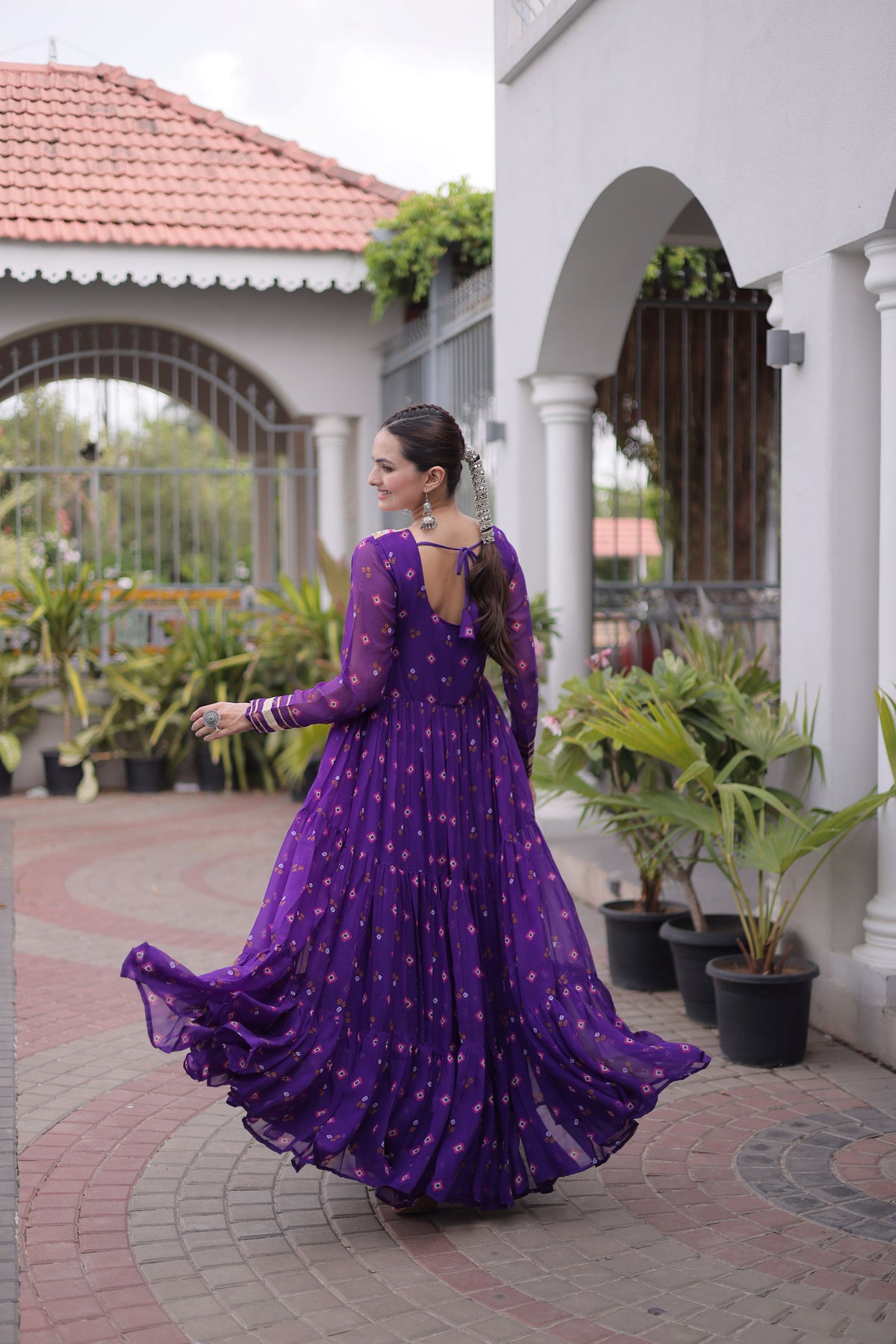 Georgette Laheirya Printed Navratri Gown