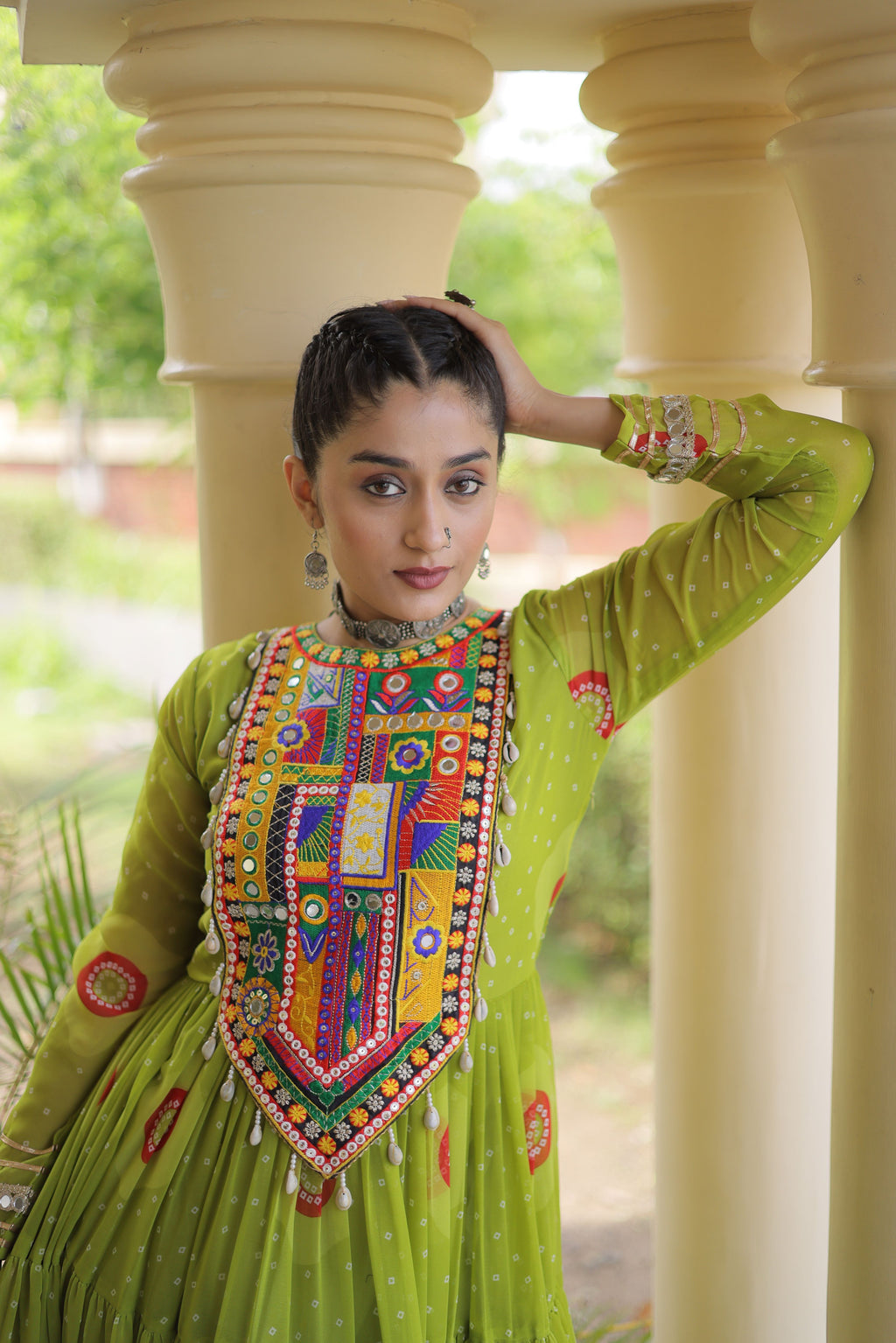 Faux Georgette Bandhej Printed Navratri Gown