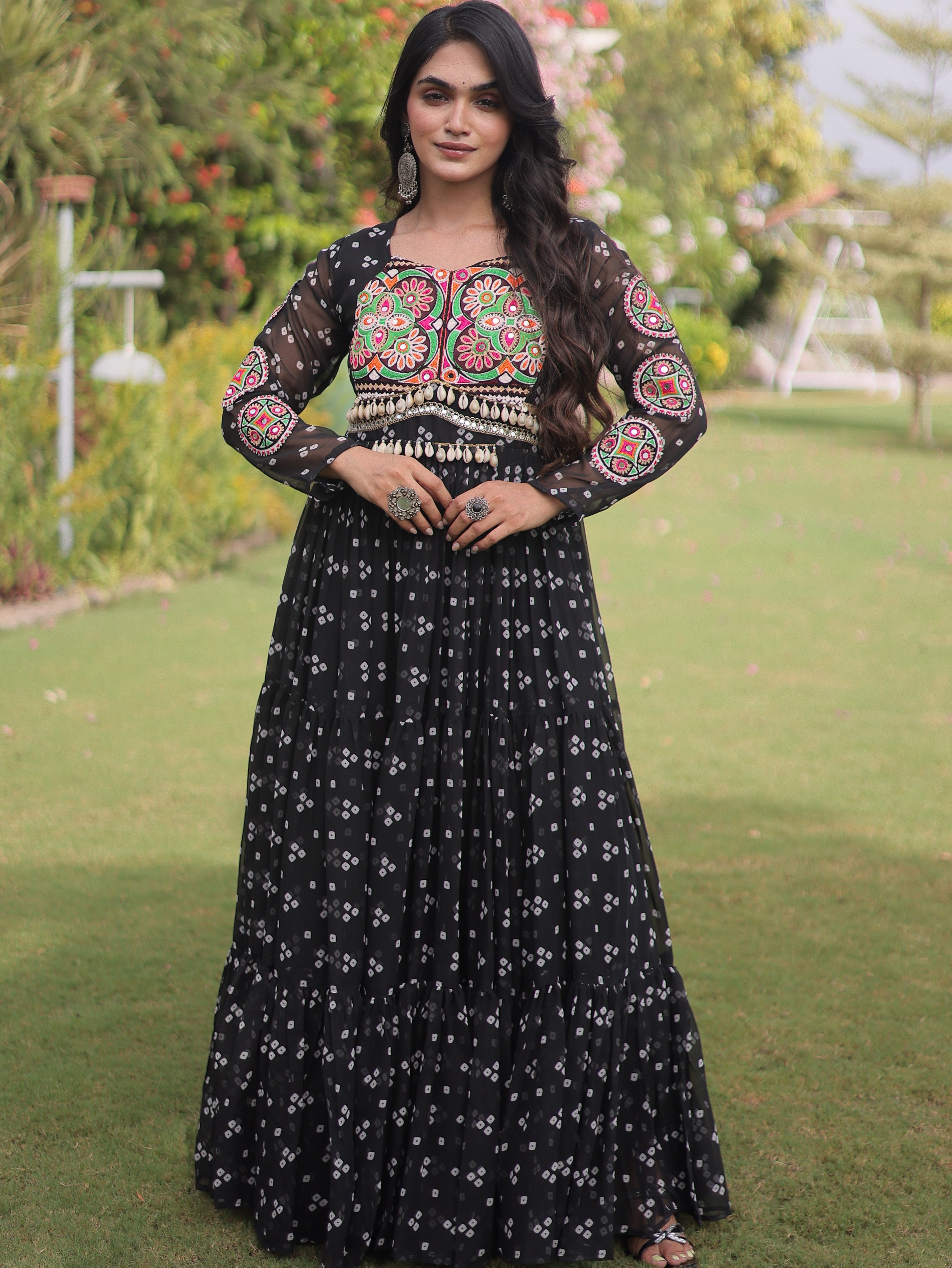 Georgette Bandhani Printed Navratri Gown