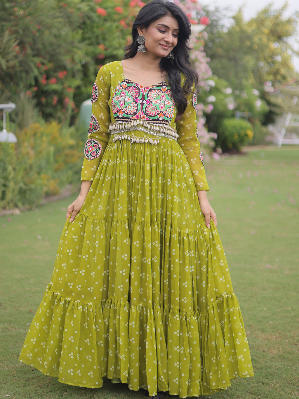 Georgette Bandhani Printed Navratri Gown
