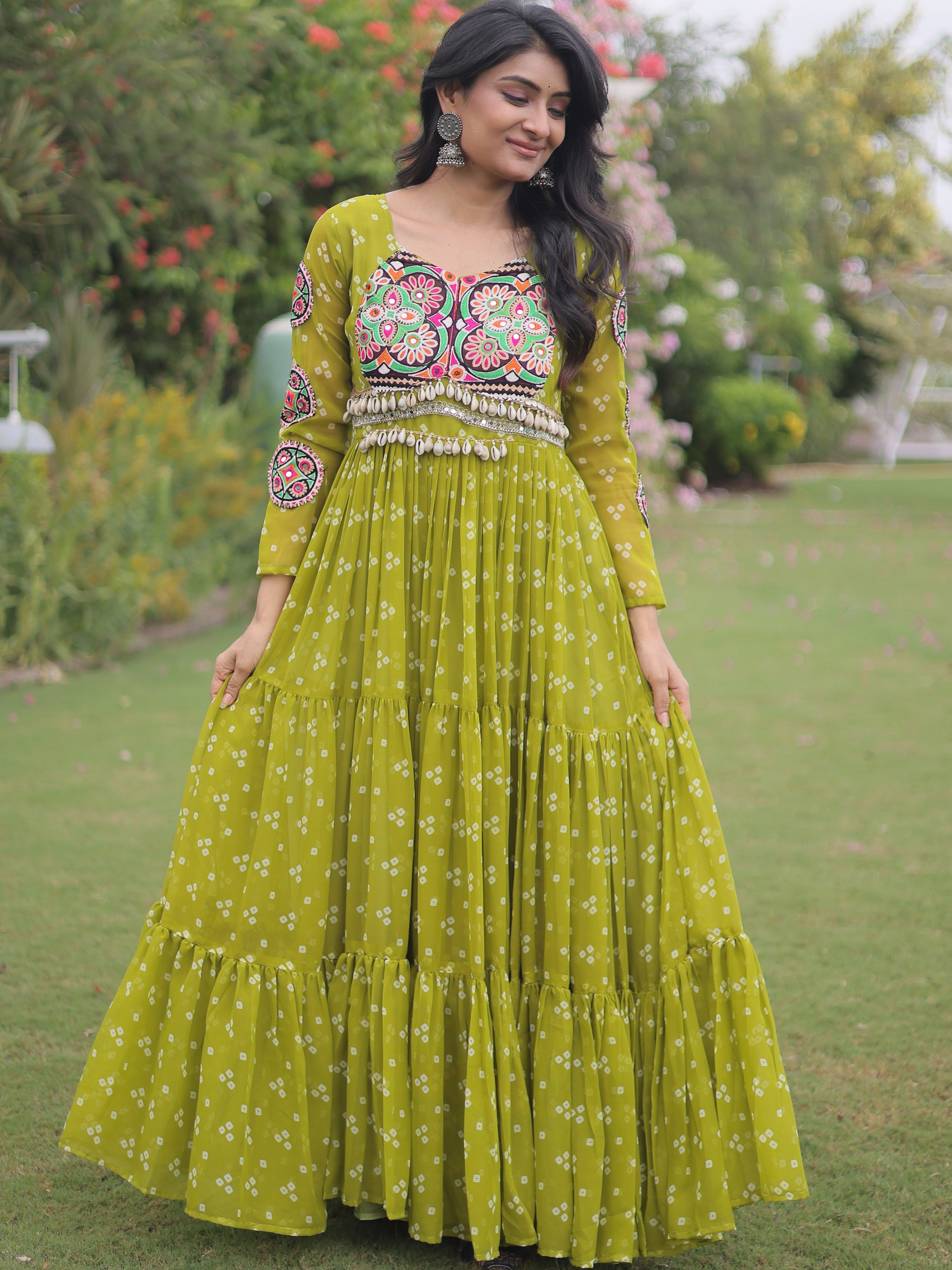 Georgette Bandhani Printed Navratri Gown