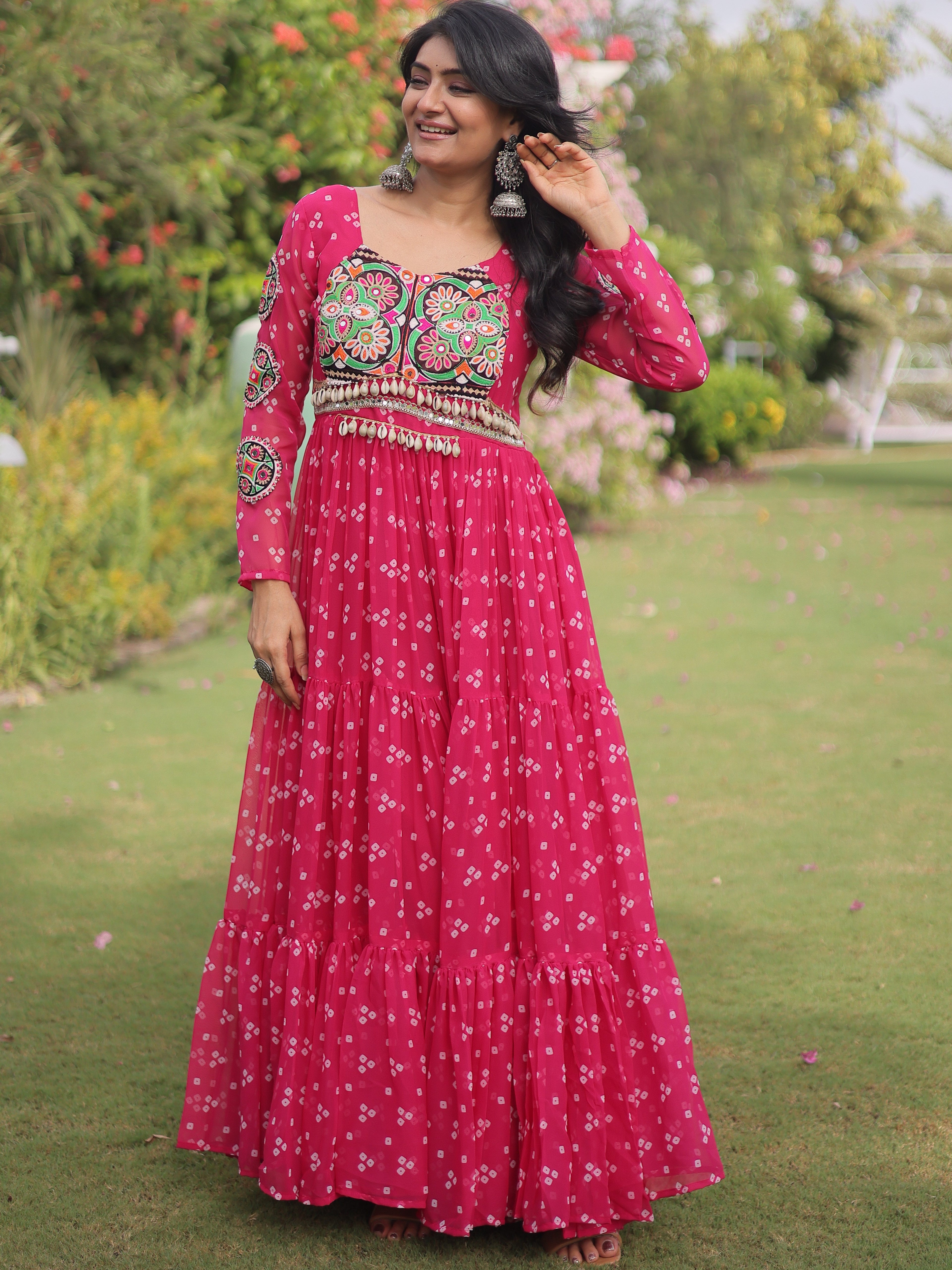Georgette Bandhani Printed Navratri Gown
