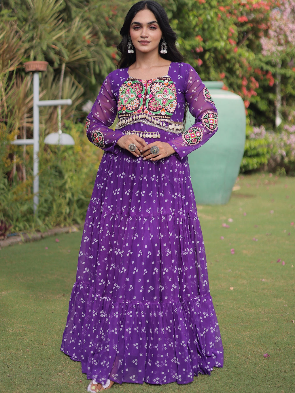 Georgette Bandhani Printed Navratri Gown