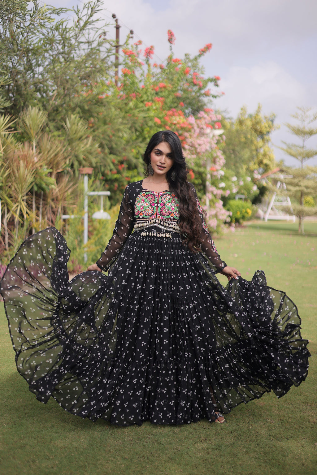 Georgette Bandhani Printed Navratri Gown