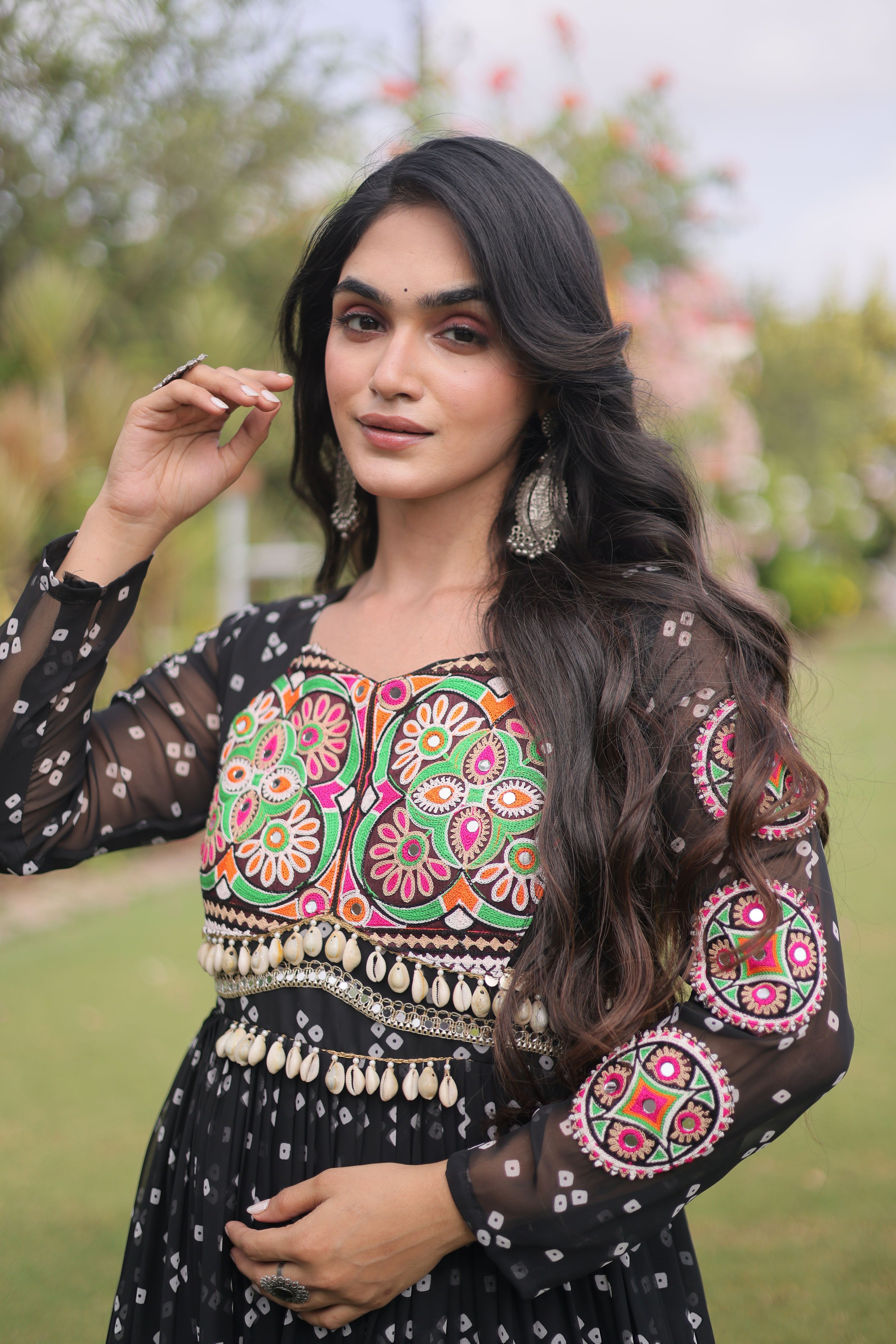 Georgette Bandhani Printed Navratri Gown