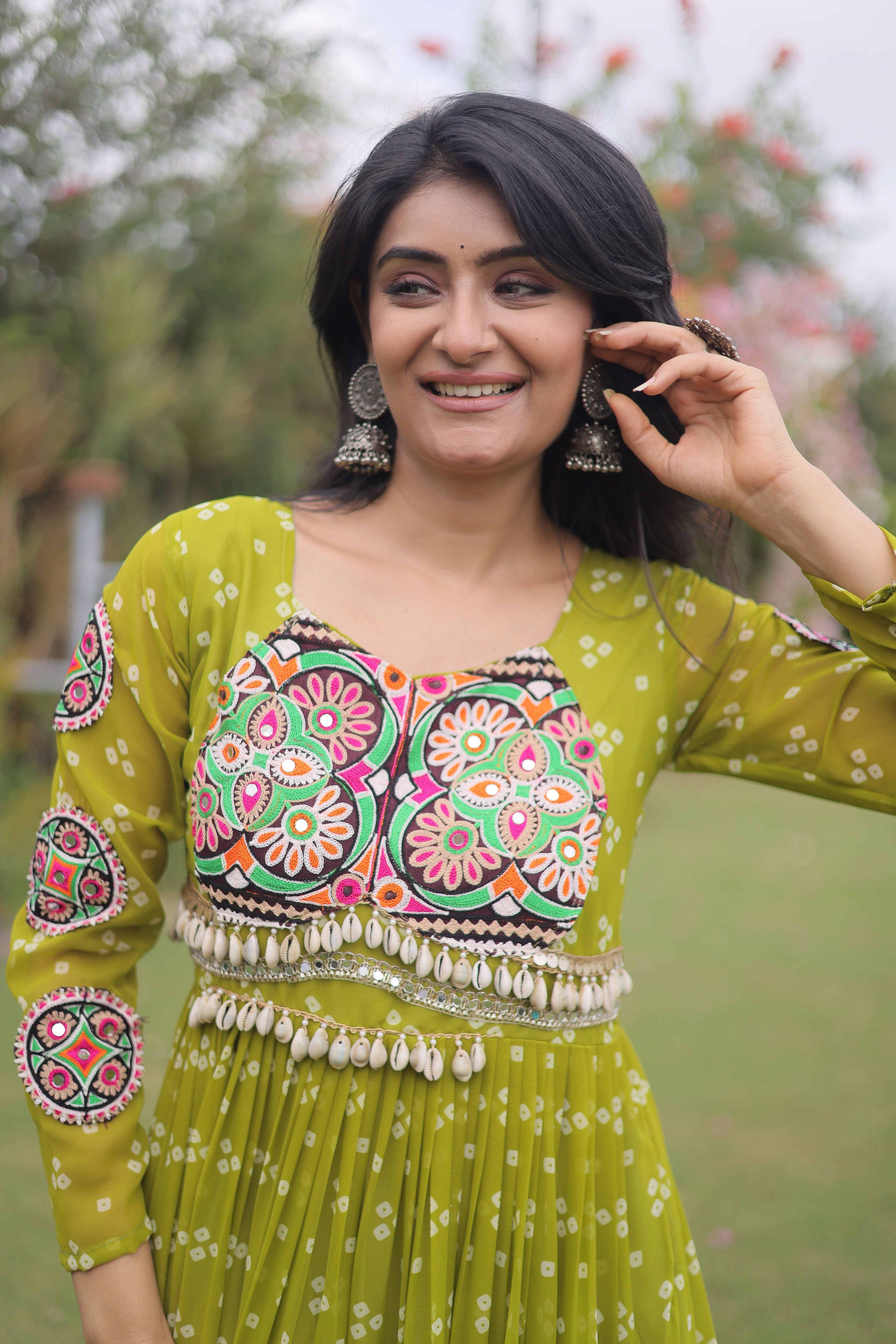 Georgette Bandhani Printed Navratri Gown