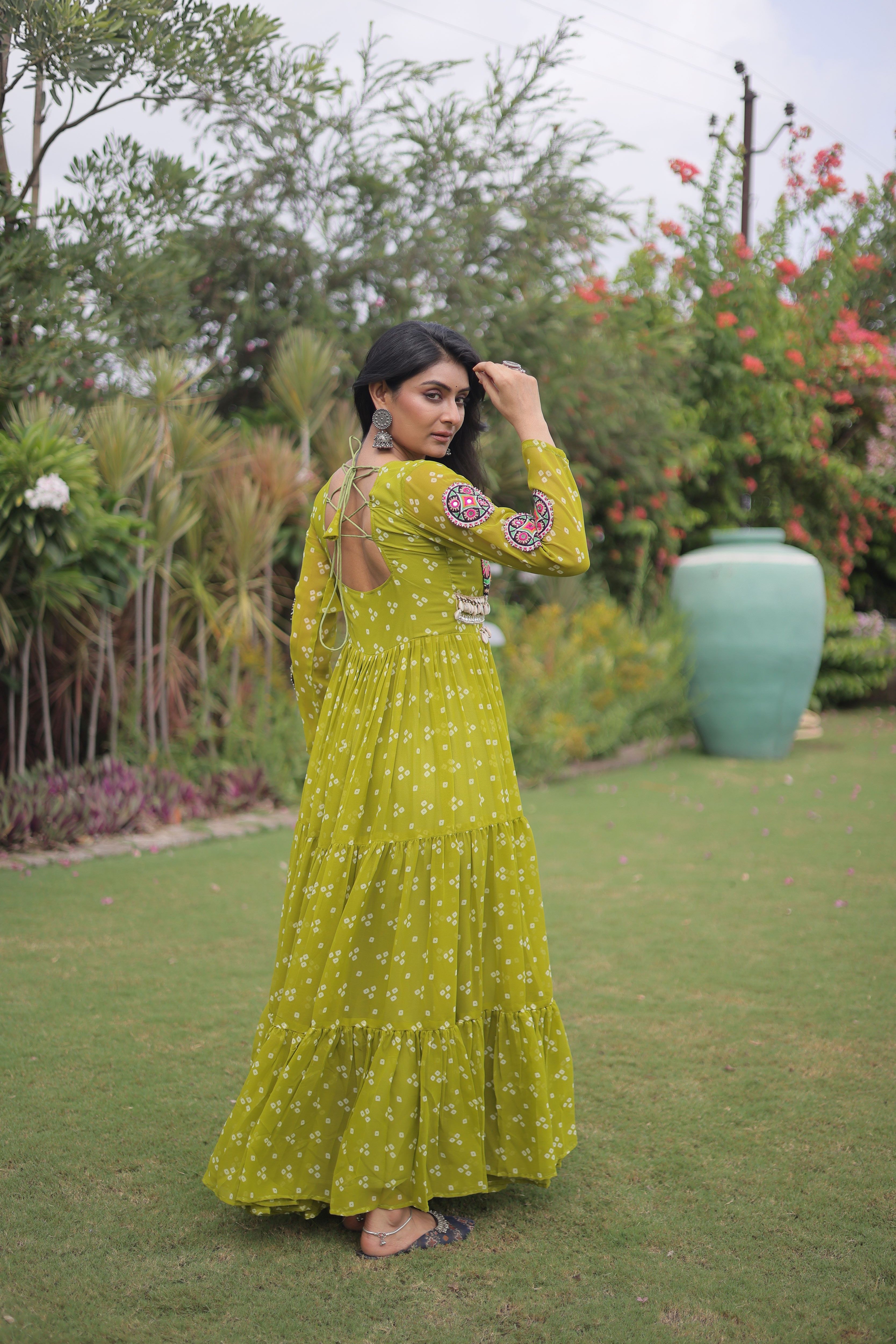 Georgette Bandhani Printed Navratri Gown