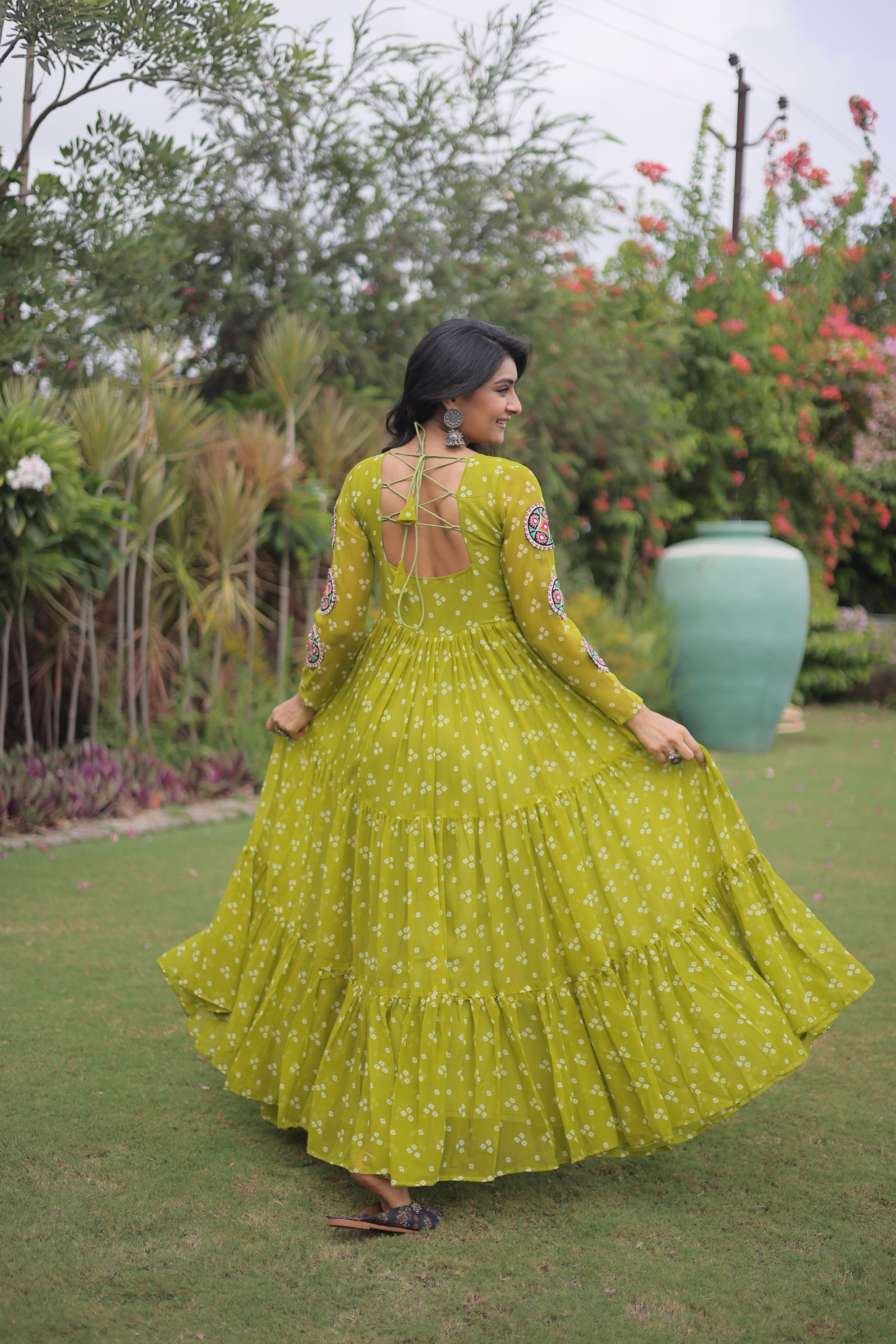Georgette Bandhani Printed Navratri Gown