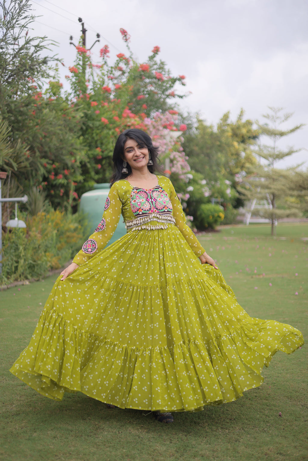 Georgette Bandhani Printed Navratri Gown